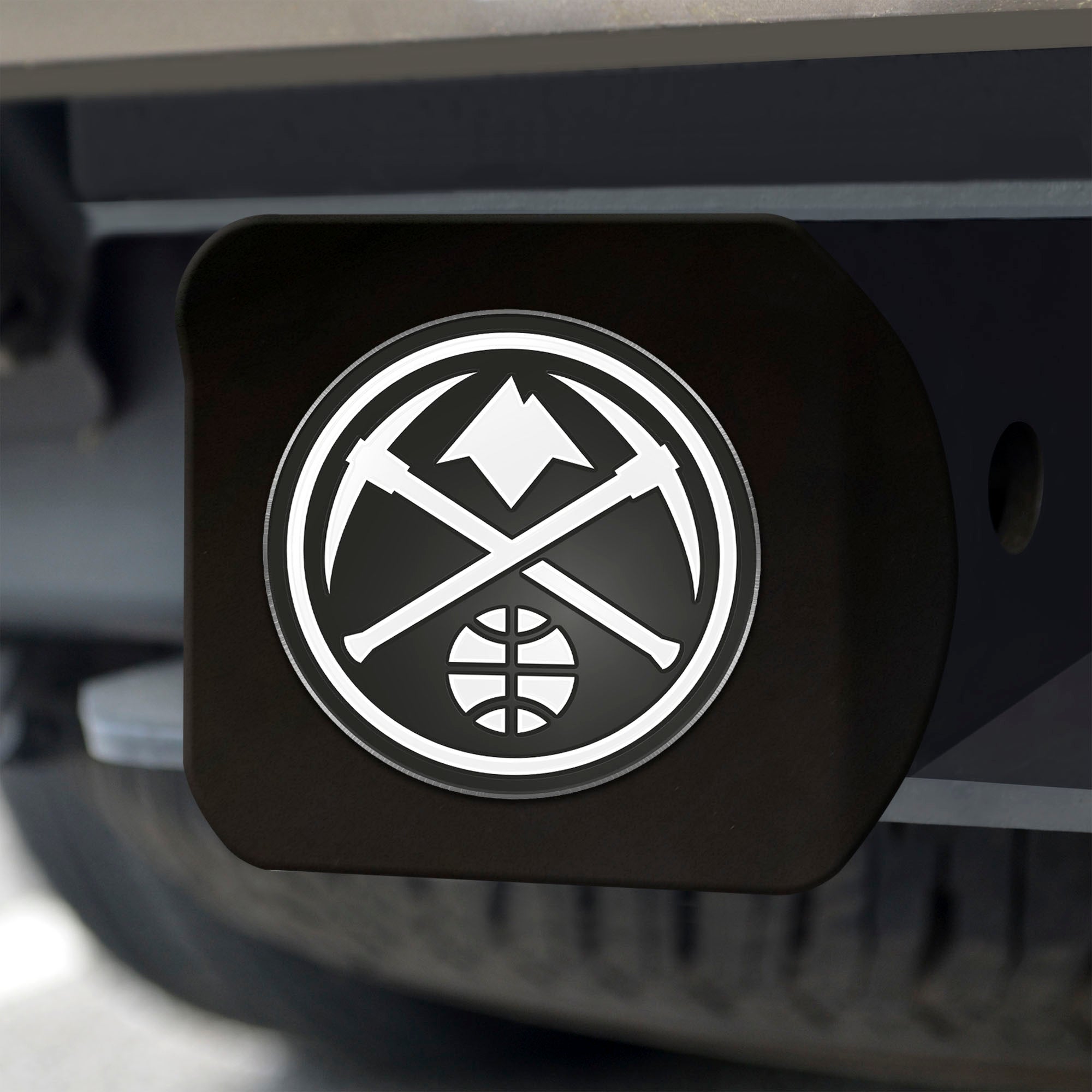 NBA - Denver Nuggets Chrome on Black Hitch Cover - Sports Gifts, Sports Memorabilia, Sports Collectibles, Fan Shop