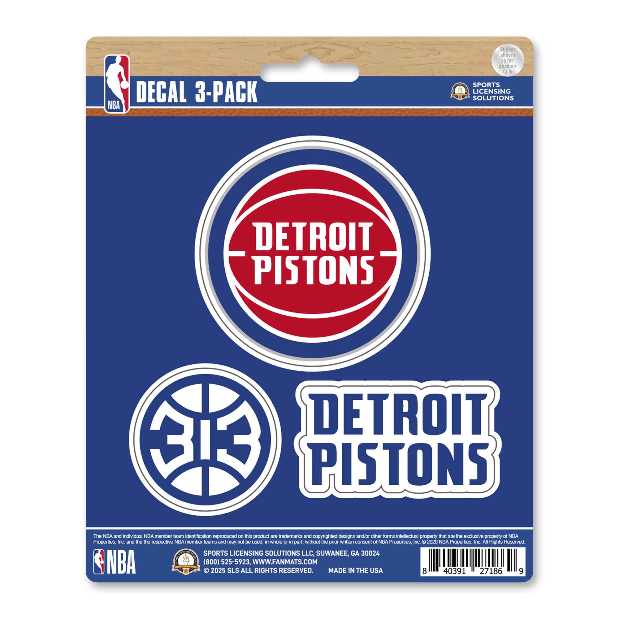 NBA - Detroit Pistons Decal 3-pk