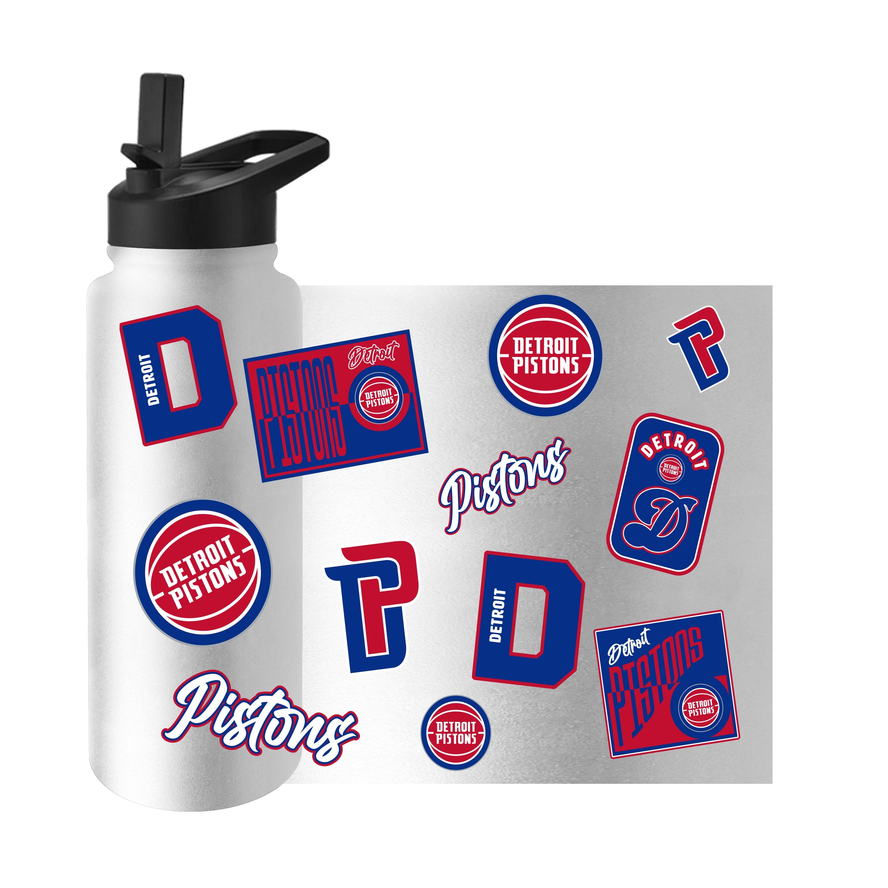 Detroit Pistons 34oz White Dreamweave Quencher Bottle - Sports Gifts, Sports Memorabilia, Sports Collectibles, Fan Shop