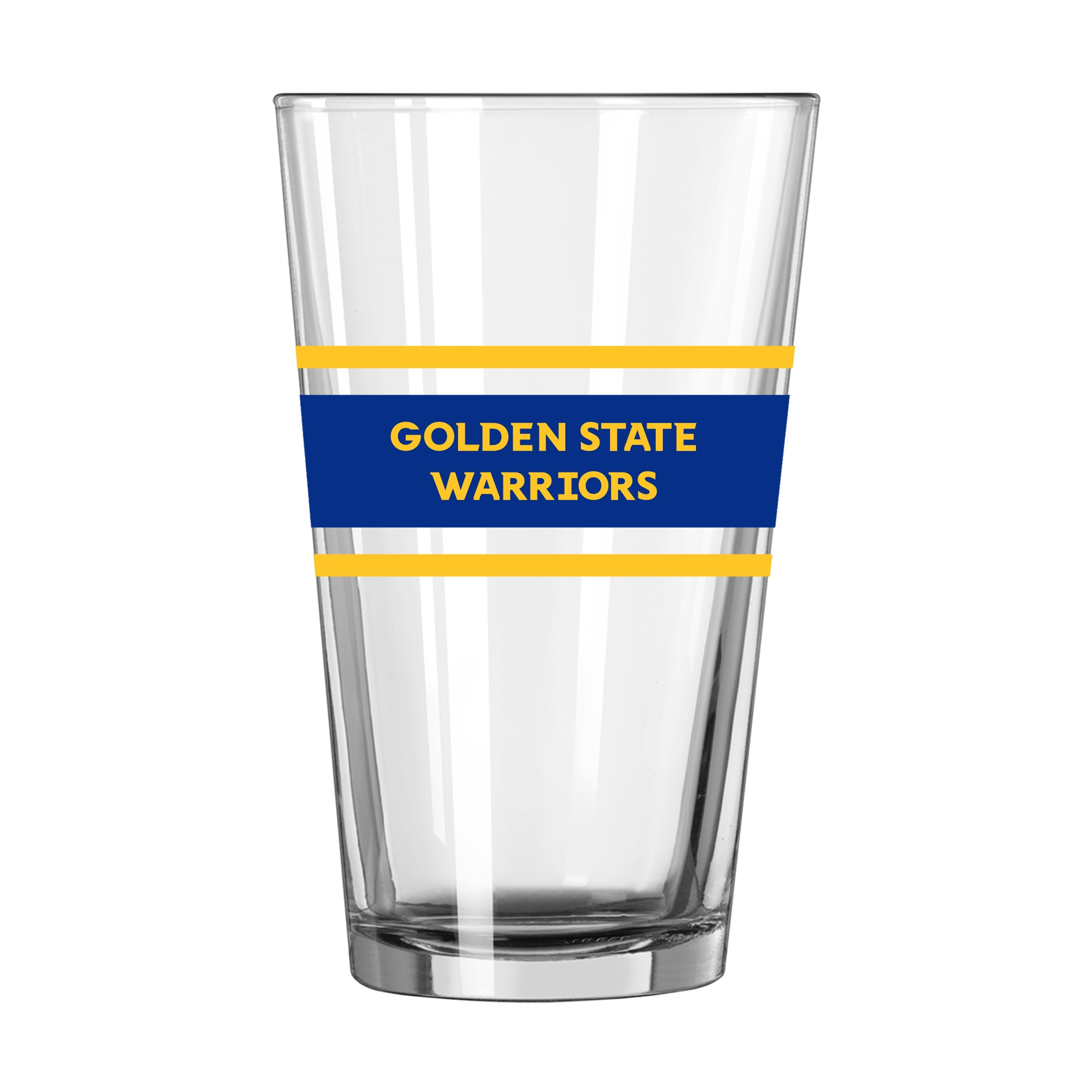 Golden State Warriors 16oz Stripe Pint Glass - Sports Gifts, Sports Memorabilia, Sports Collectibles, Fan Shop