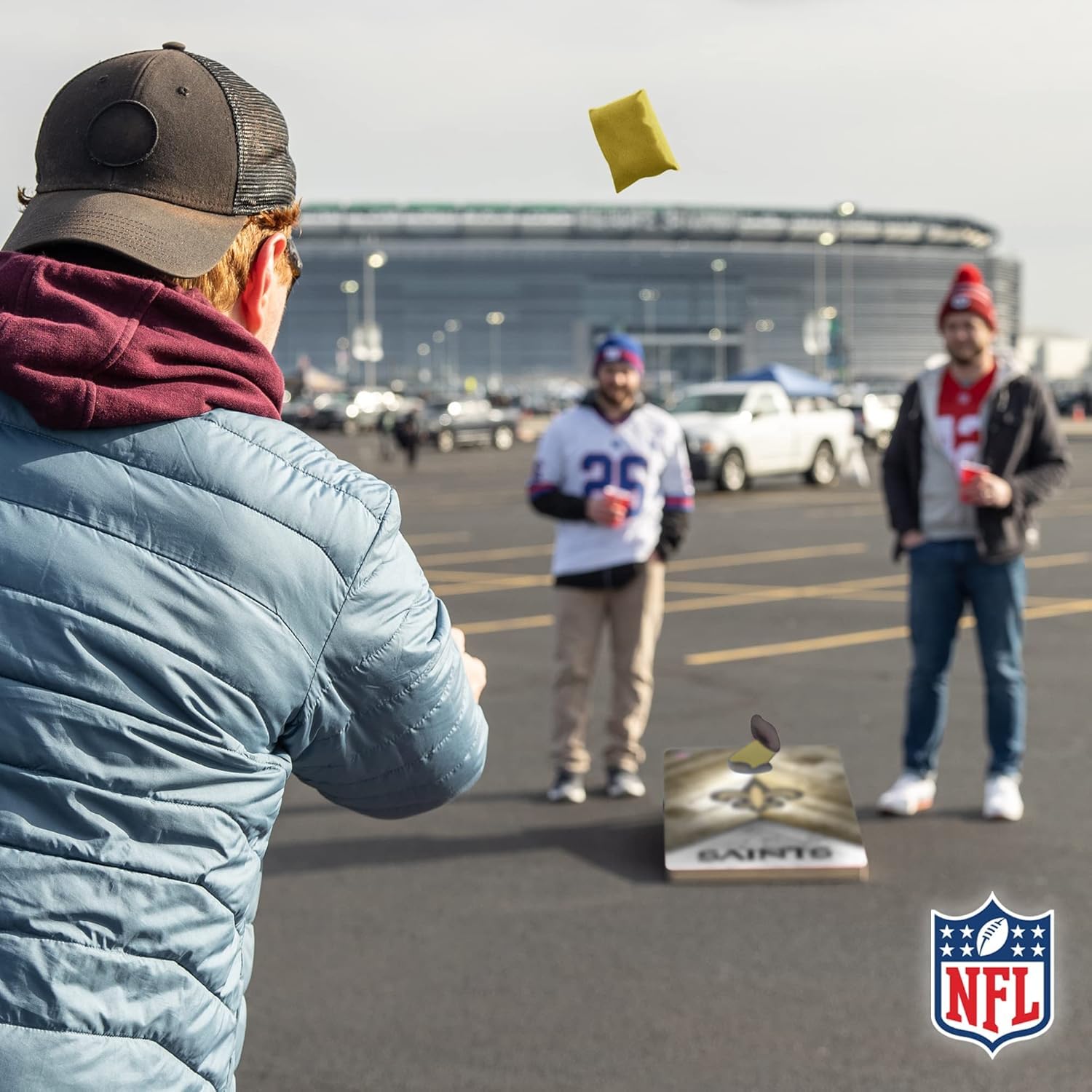 Wild Sports NFL New Orleans Saints 2' x 4' Regulation Size Solid Wood Cornhole Set with Direct Print HD Team Graphics - Sports Collectibles, Sports Memorabilia, Sports Fan Shop, Sports Gifts