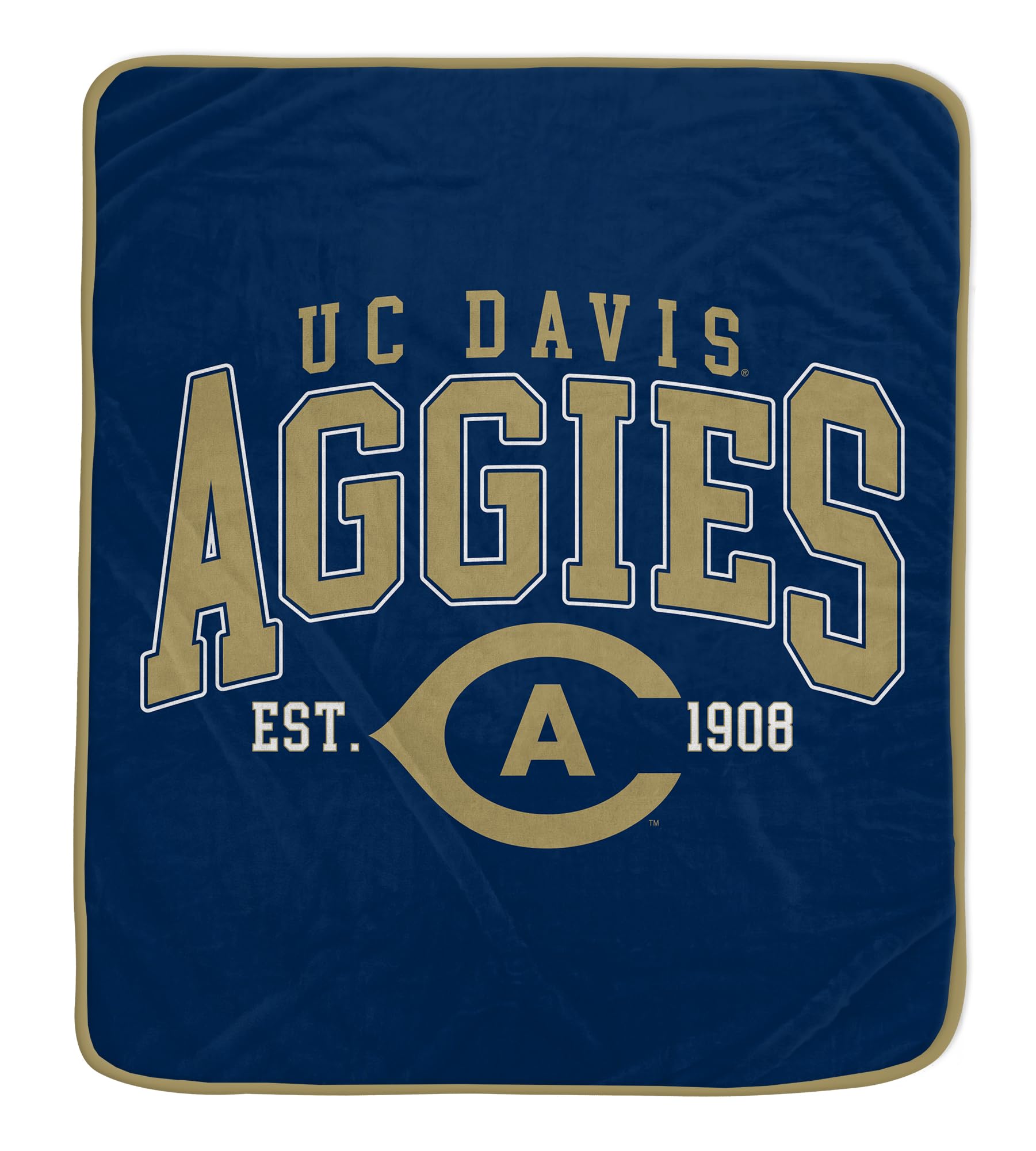 NCAA California, Davis, University of Vintage Arch Block Ultra Soft Blanket - Sports Gifts, Sports Memorabilia, Sports Collectibles, Fan Shop