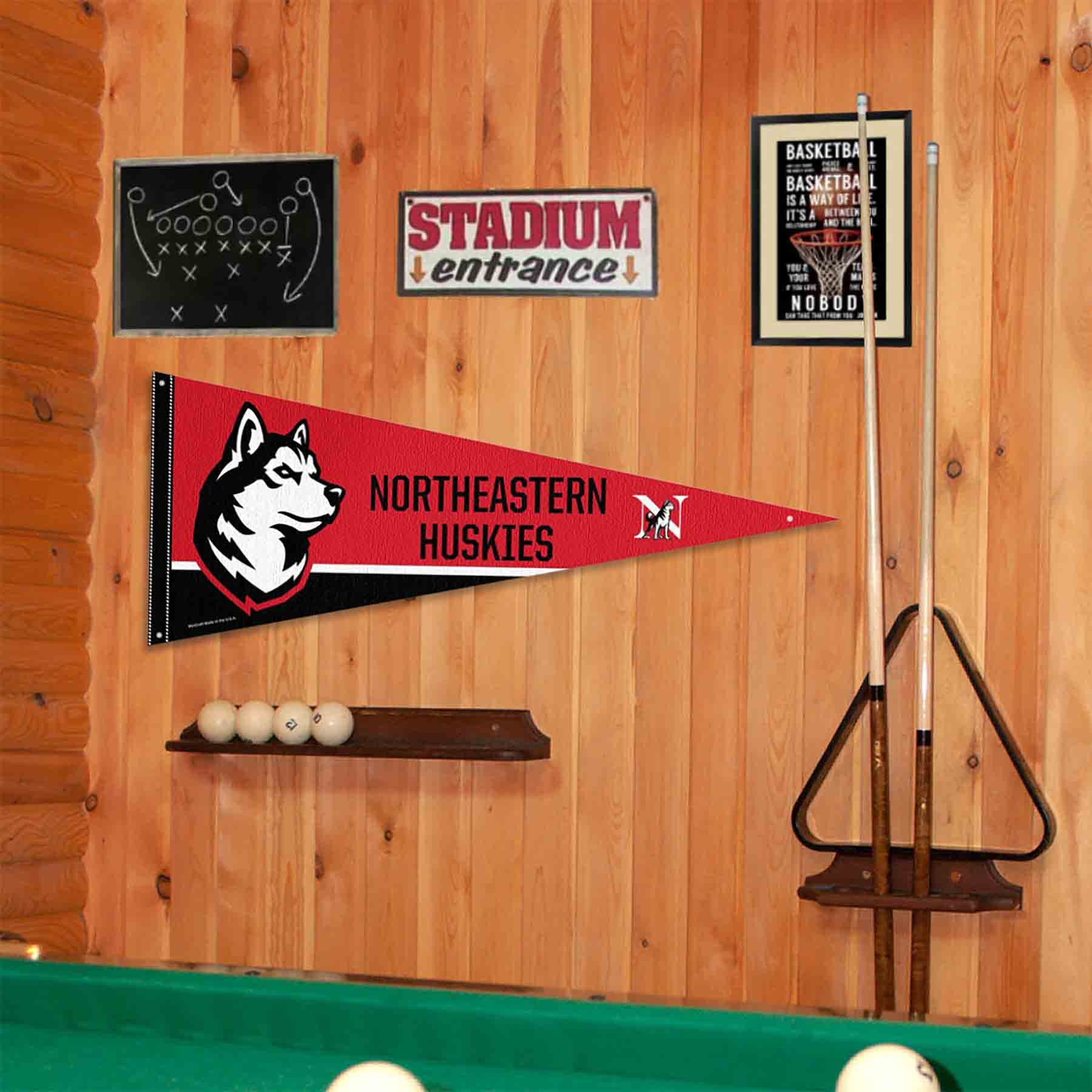 College Flags & Banners Co. Northeastern Huskies Pennant Flag and Wall Tack Mount Pads - Sports Collectibles, Sports Memorabilia, Sports Fan Shop, Sports Gifts