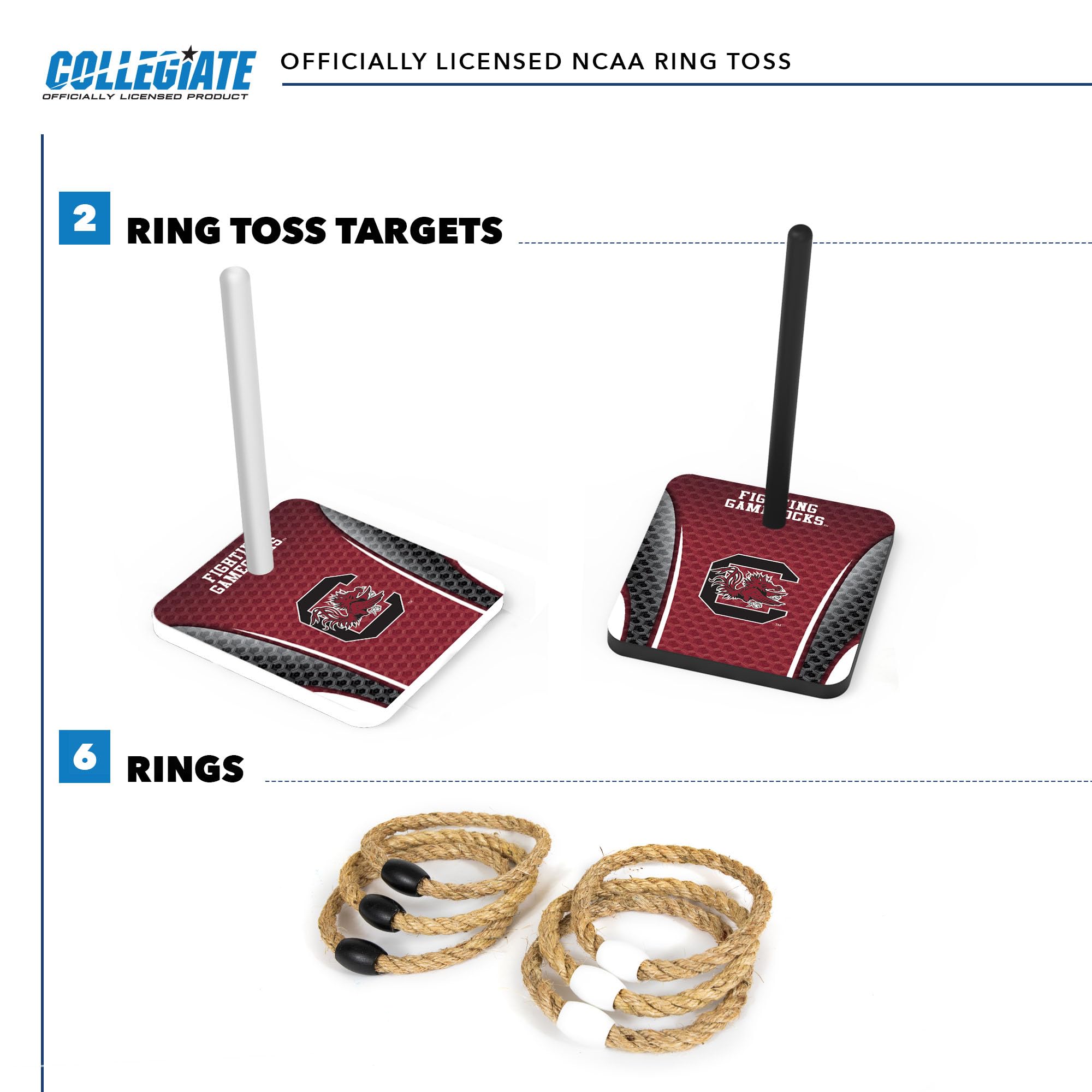Wild Sports College Quoits Set with Direct Print HD Team Graphics – Tailgate Ring Toss Game – Great Gift for Any NCAA Fan! Ring Toss Family Outdoor Games for The Beach, BBQ, or Tailgate Party - Sports Collectibles, Sports Memorabilia, Sports Fan Shop, Sports Gifts