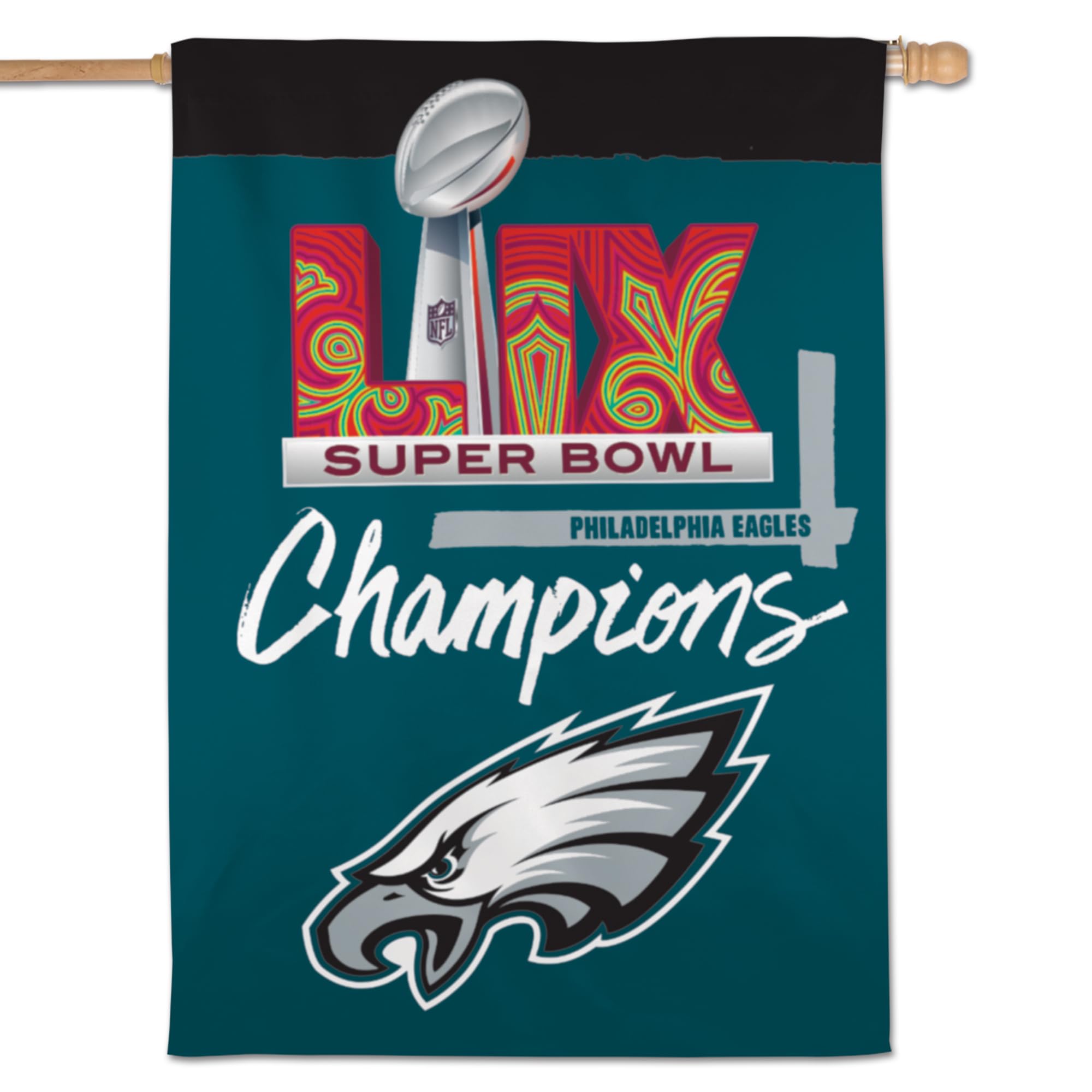 WinCraft Philadelphia Eagles Super Bowl LIX Champions 28" x 40" Double-Sided Vertical Banner - Sports Collectibles, Sports Memorabilia, Sports Fan Shop, Sports Gifts