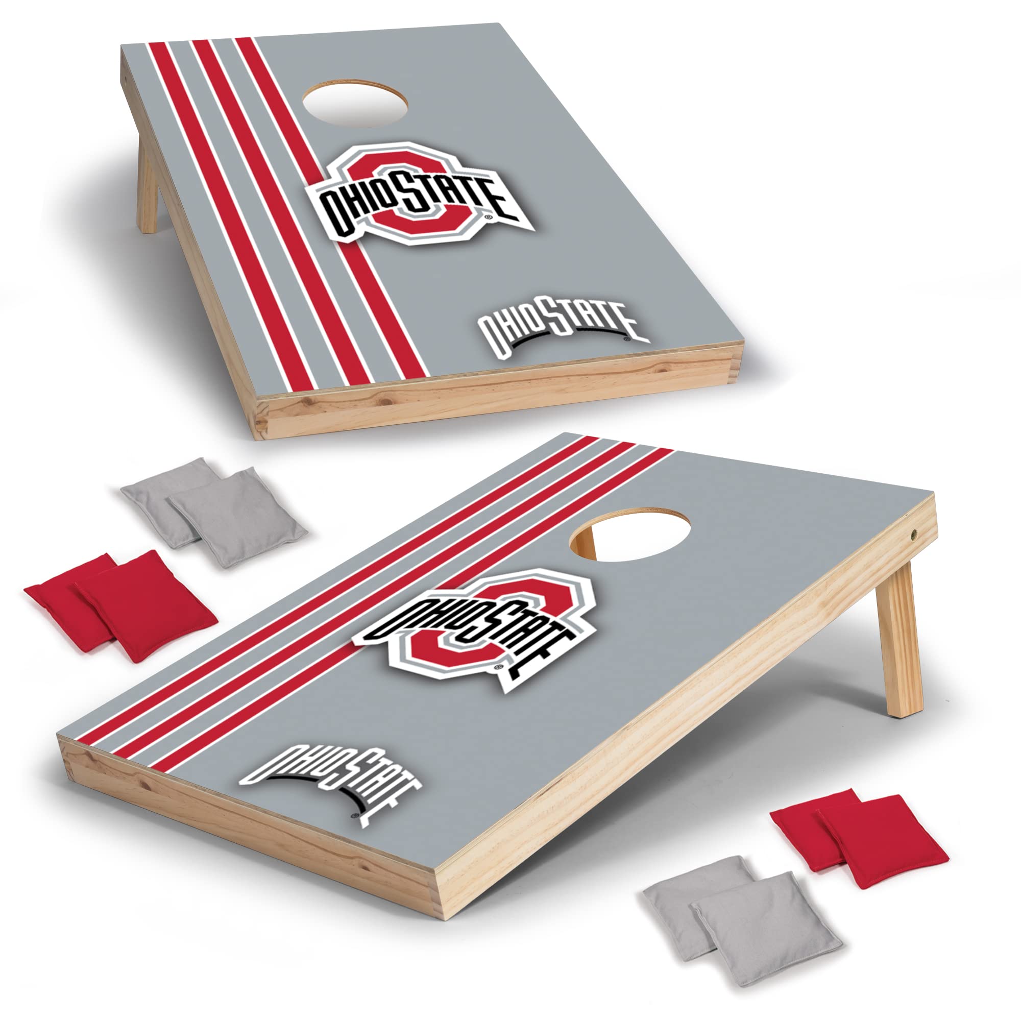 Wild Sports 2' x 3' Solid Wood Cornhole Set with Direct Print HD Team Graphics – Great Gift for Any NCAA Fan! Bean Bag Toss Family Outdoor Games – Ohio State Buckeyes - Sports Collectibles, Sports Memorabilia, Sports Fan Shop, Sports Gifts