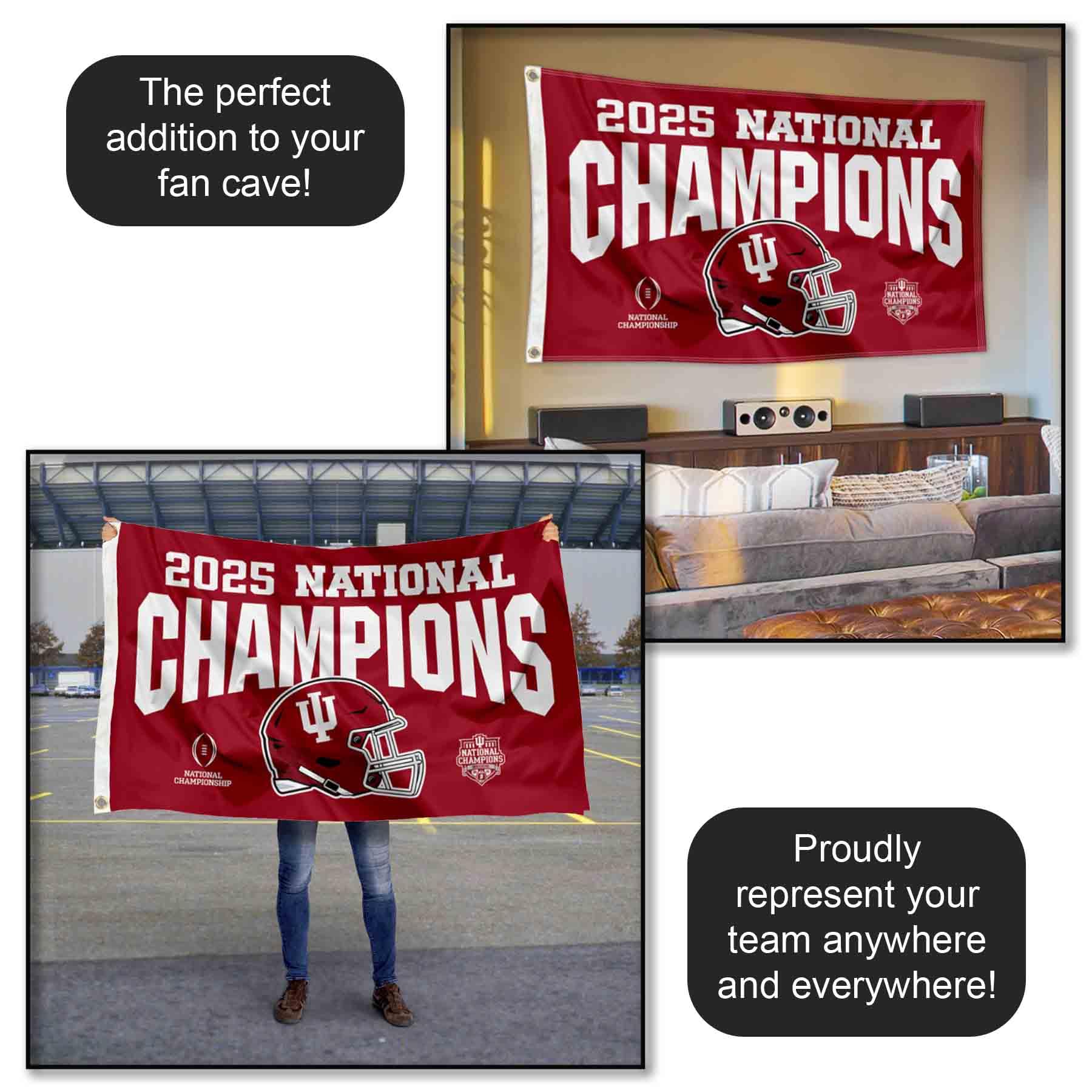Indiana Hoosiers 2025 National Champions 3x5 Grommet Flag - Sports Gifts, Sports Memorabilia, Sports Collectibles, Fan Shop