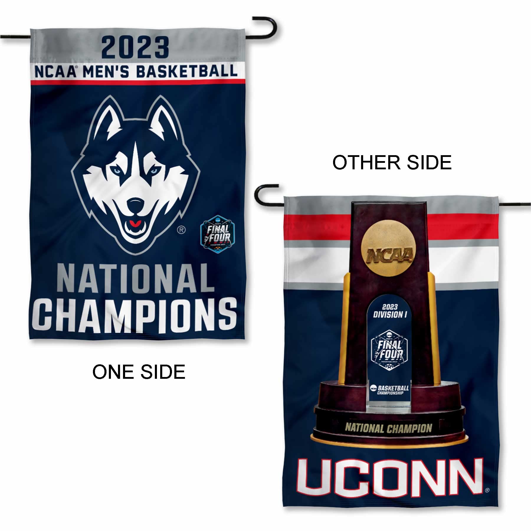 WinCraft Connecticut Huskies UCONN College Basketball 2023 National Champions Double Sided Garden Flag - Sports Collectibles, Sports Memorabilia, Sports Fan Shop, Sports Gifts
