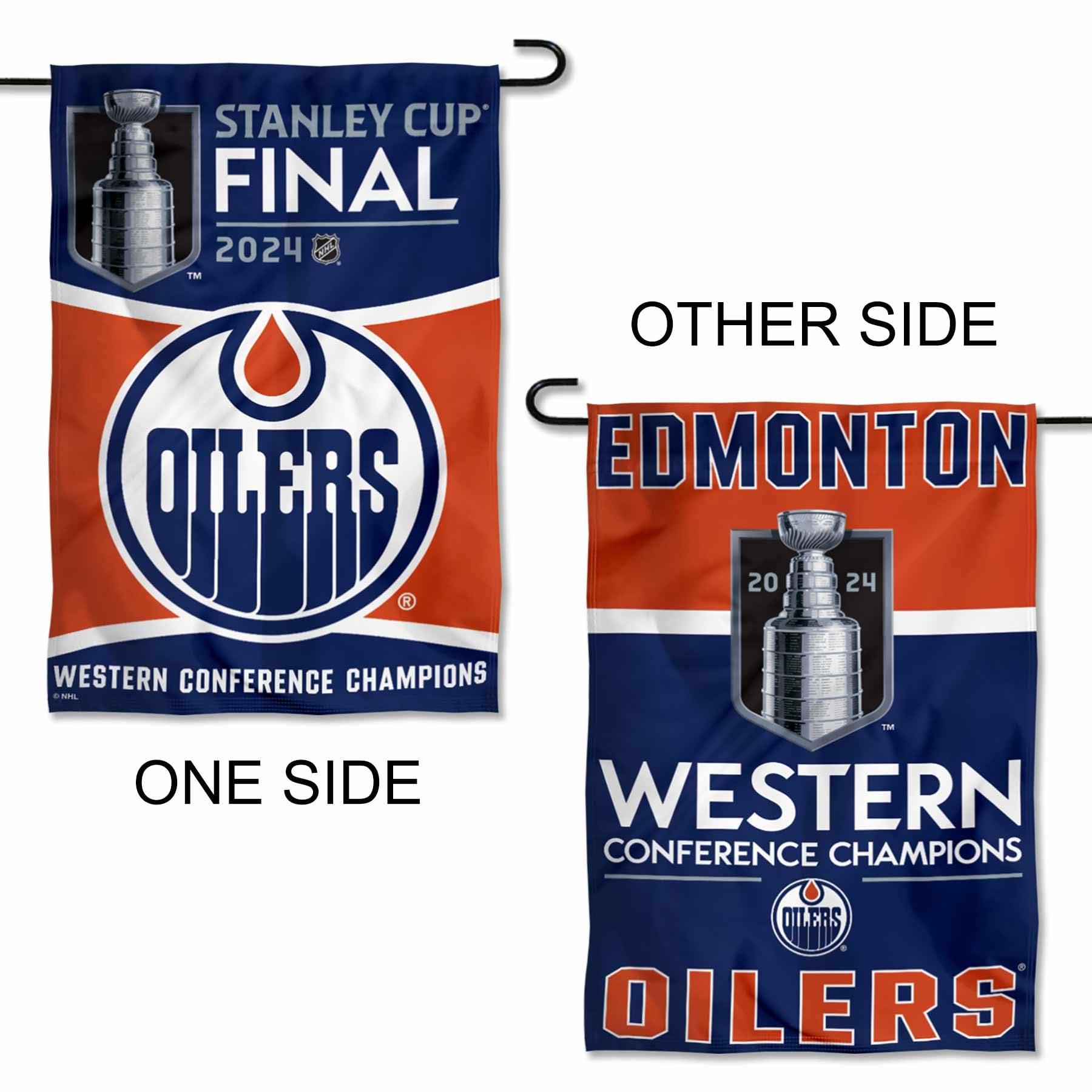 WinCraft Edmonton Oilers Stanley Cup 2024 Final Double Sided Garden Banner Flag - Sports Collectibles, Sports Memorabilia, Sports Fan Shop, Sports Gifts