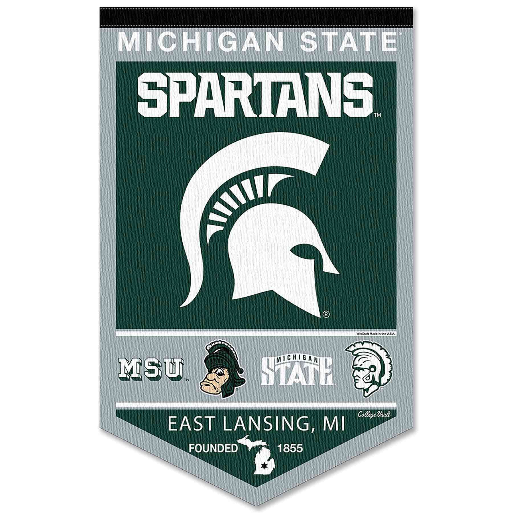 College Flags & Banners Co. Michigan State Spartans Heritage History Banner Pennant - Sports Collectibles, Sports Memorabilia, Sports Fan Shop, Sports Gifts