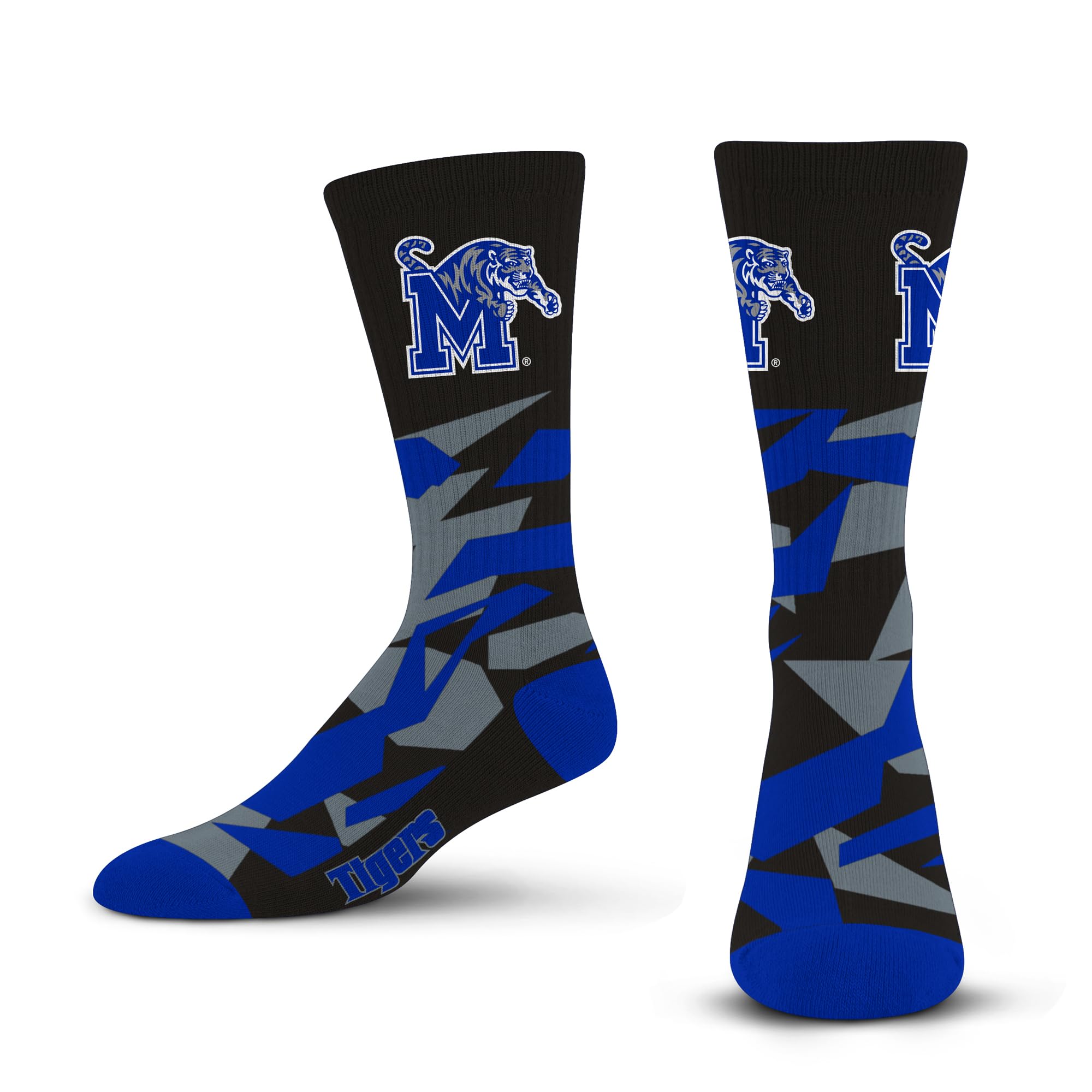 For Bare Feet NCAA MEMPHIS TIGERS Shattered Camo Crew Sock Team Color Large - Sports Gifts, Sports Memorabilia, Sports Collectibles, Fan Shop