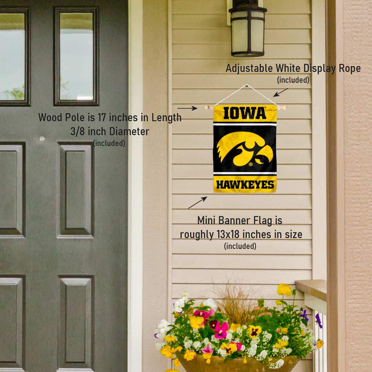 College Flags & Banners Co. Iowa Hawkeyes Window Wall Banner Hanging Flag with Suction Cup - Sports Collectibles, Sports Memorabilia, Sports Fan Shop, Sports Gifts