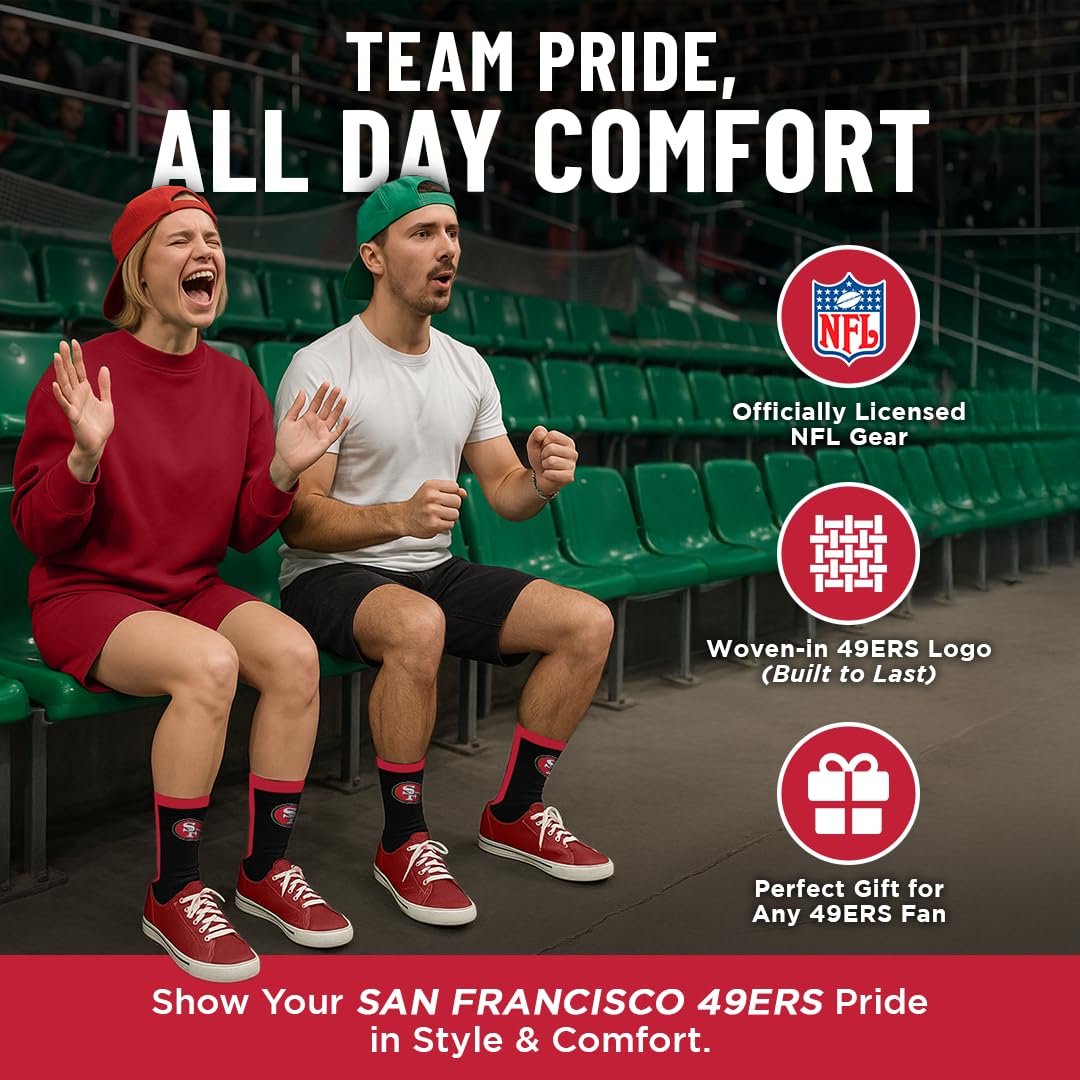 For Bare Feet NFL SAN FRANCISCO 49ERS MVP Crew Sock Team Color Large - Sports Gifts, Sports Memorabilia, Sports Collectibles, Fan Shop