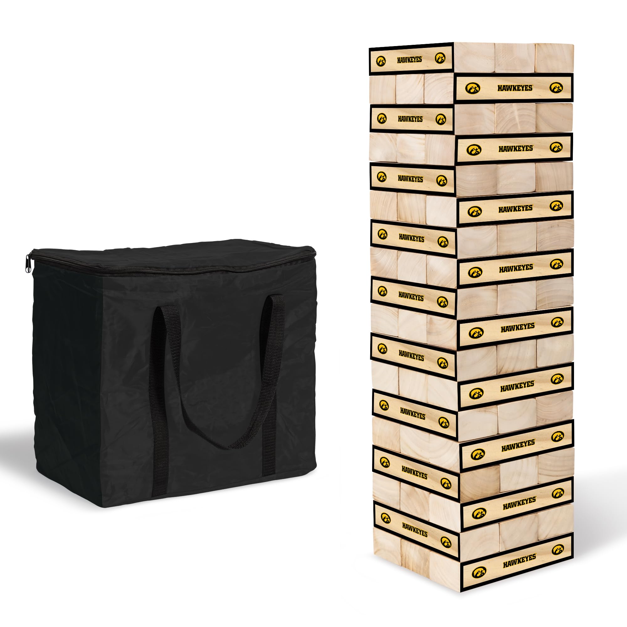 Wild Sports NCAA Iowa Hawkeyes Giant Stacking Wooden Blocks – Tumbling Tower Classic Family Game Stacks Over 5 ft. High – Great Gift for Any College Football Fan! - Sports Collectibles, Sports Memorabilia, Sports Fan Shop, Sports Gifts