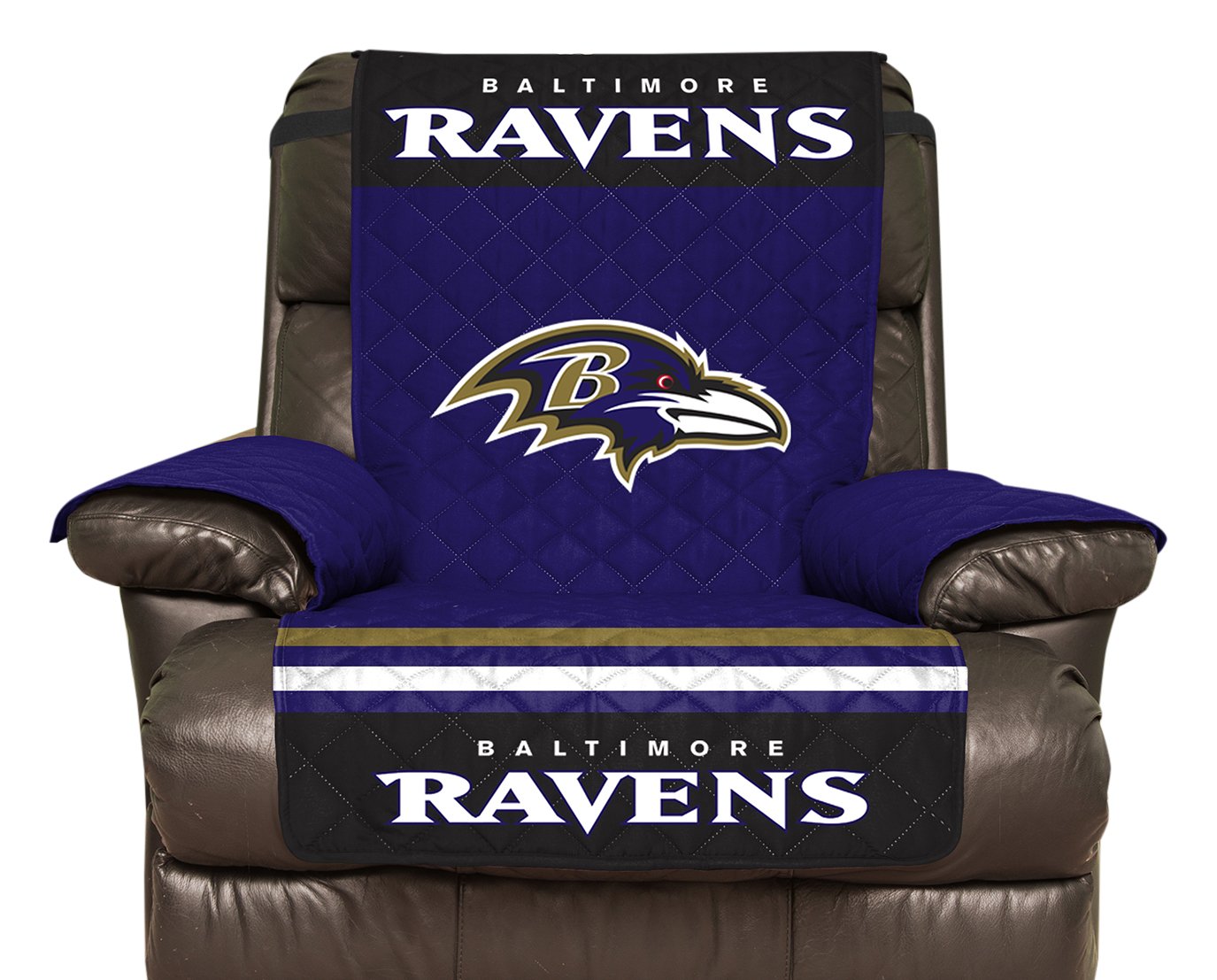 Pegasus Sports NFL Baltimore Ravens Furniture Protector with Elastic Straps, Recliner, Purple - Sports Gifts, Sports Memorabilia, Sports Collectibles, Fan Shop