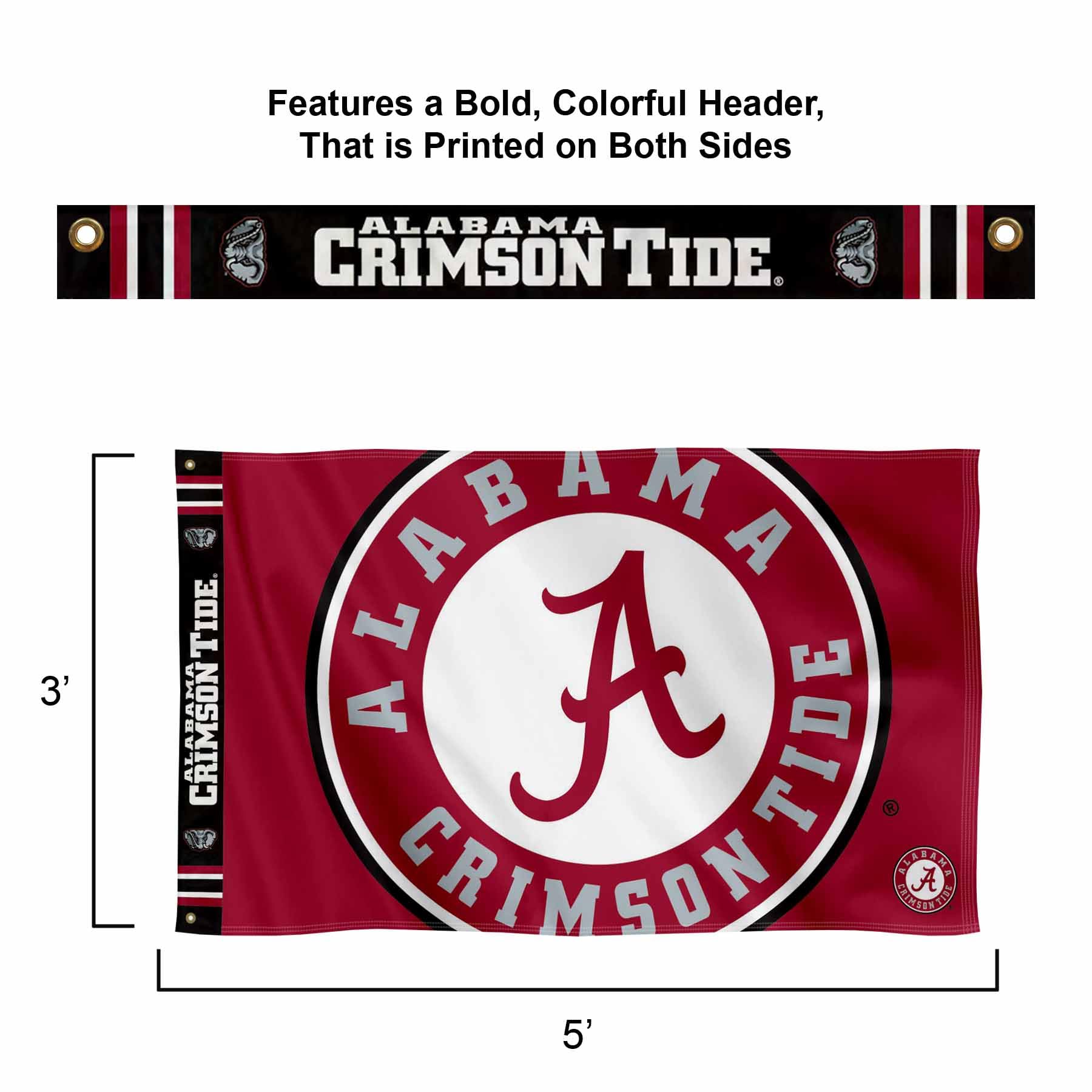 College Flags & Banners Co. Alabama Crimson Tide Bold Logo Premium Flag - Sports Collectibles, Sports Memorabilia, Sports Fan Shop, Sports Gifts