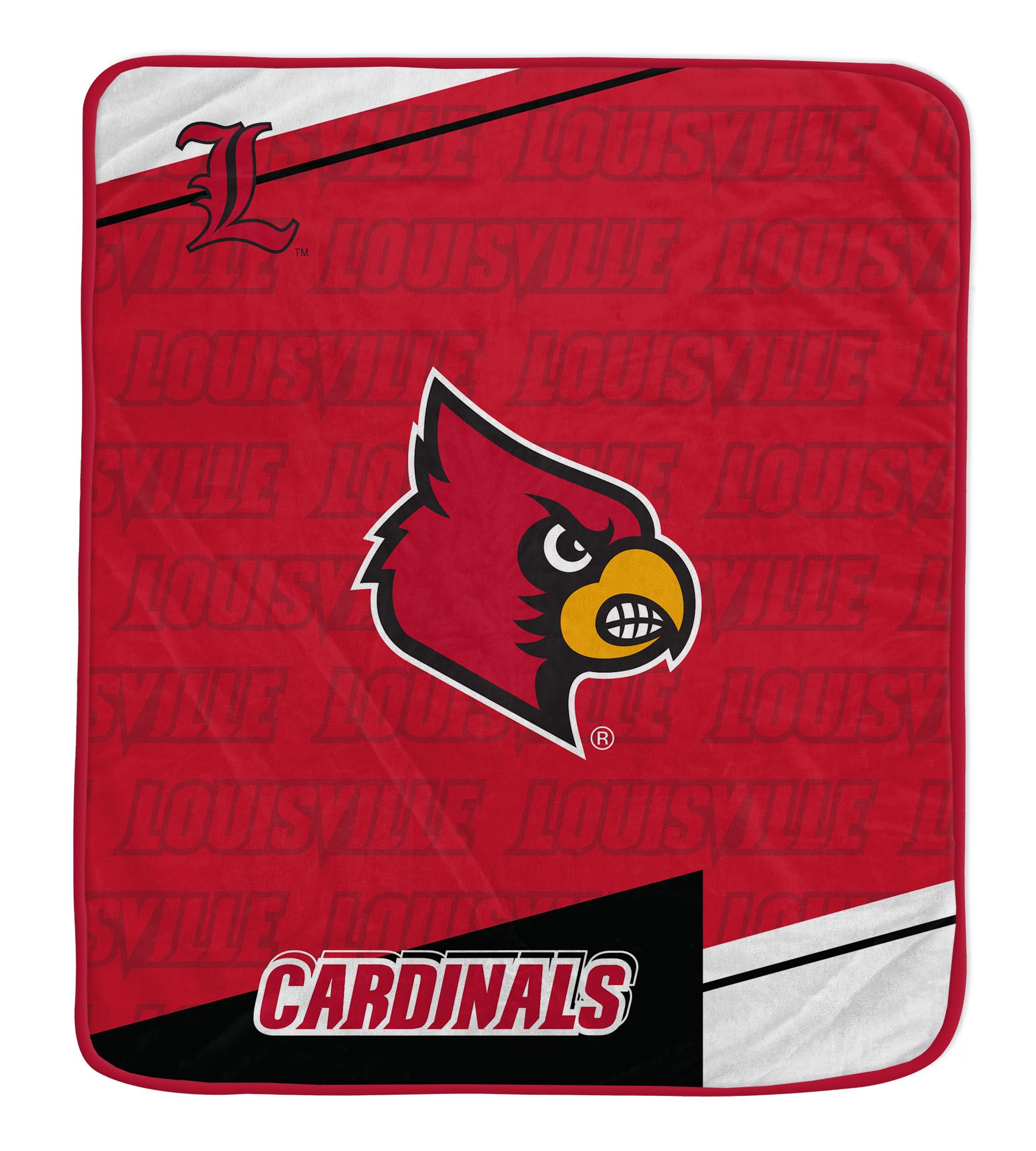 NCAA Louisville Cardinals Diagonal Ghost Ultra Soft Blanket - Sports Gifts, Sports Memorabilia, Sports Collectibles, Fan Shop