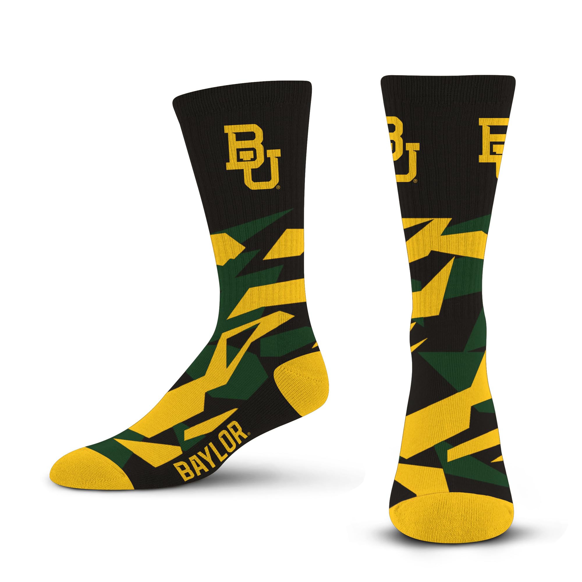 For Bare Feet NCAA BAYLOR BEARS Shattered Camo Crew Sock Team Color Large - Sports Gifts, Sports Memorabilia, Sports Collectibles, Fan Shop