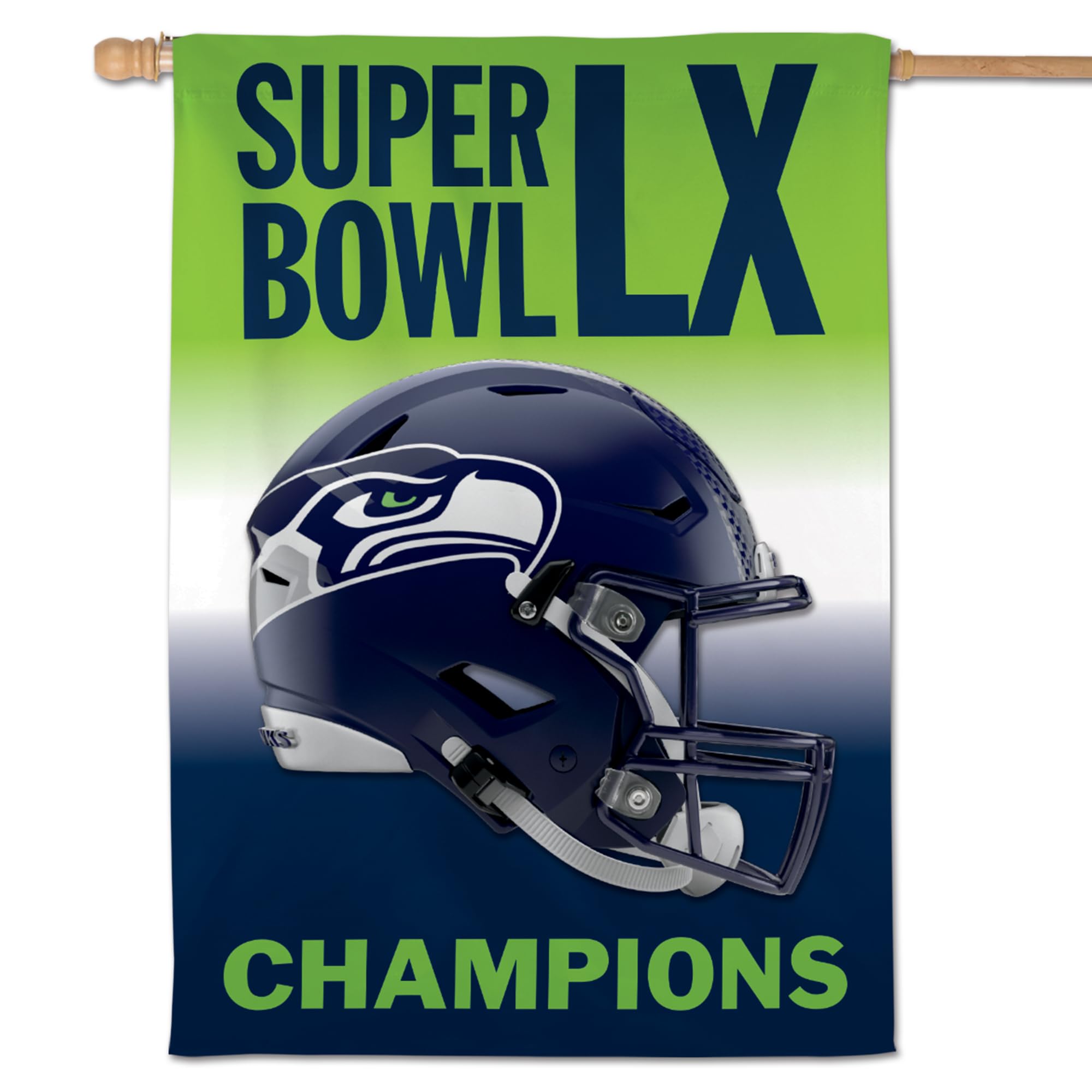 WinCraft Seattle Seahawks Super Bowl LX Champions Double-Sided 28" x 40" Vertical Banner - Sports Gifts, Sports Memorabilia, Sports Collectibles, Fan Shop