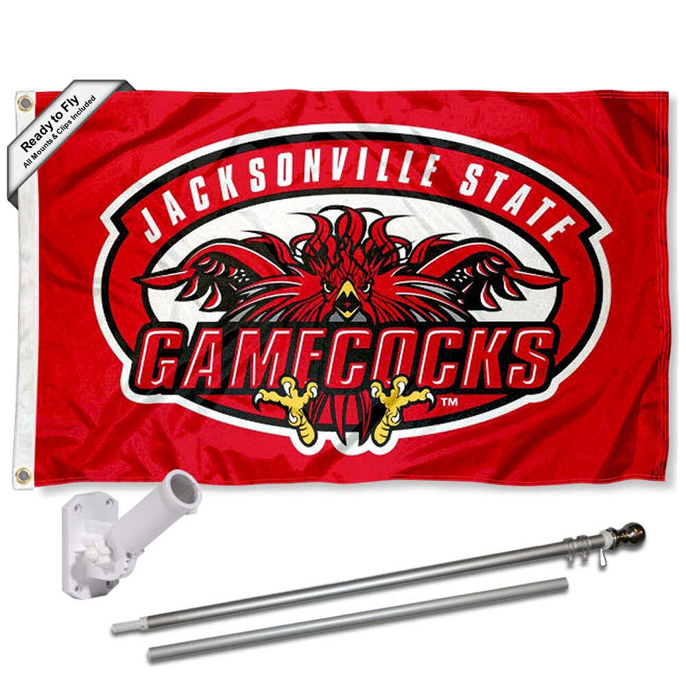 College Flags & Banners Co. Jacksonville State Gamecocks Flag and Pole Bracket Mount Bundle - Sports Collectibles, Sports Memorabilia, Sports Fan Shop, Sports Gifts