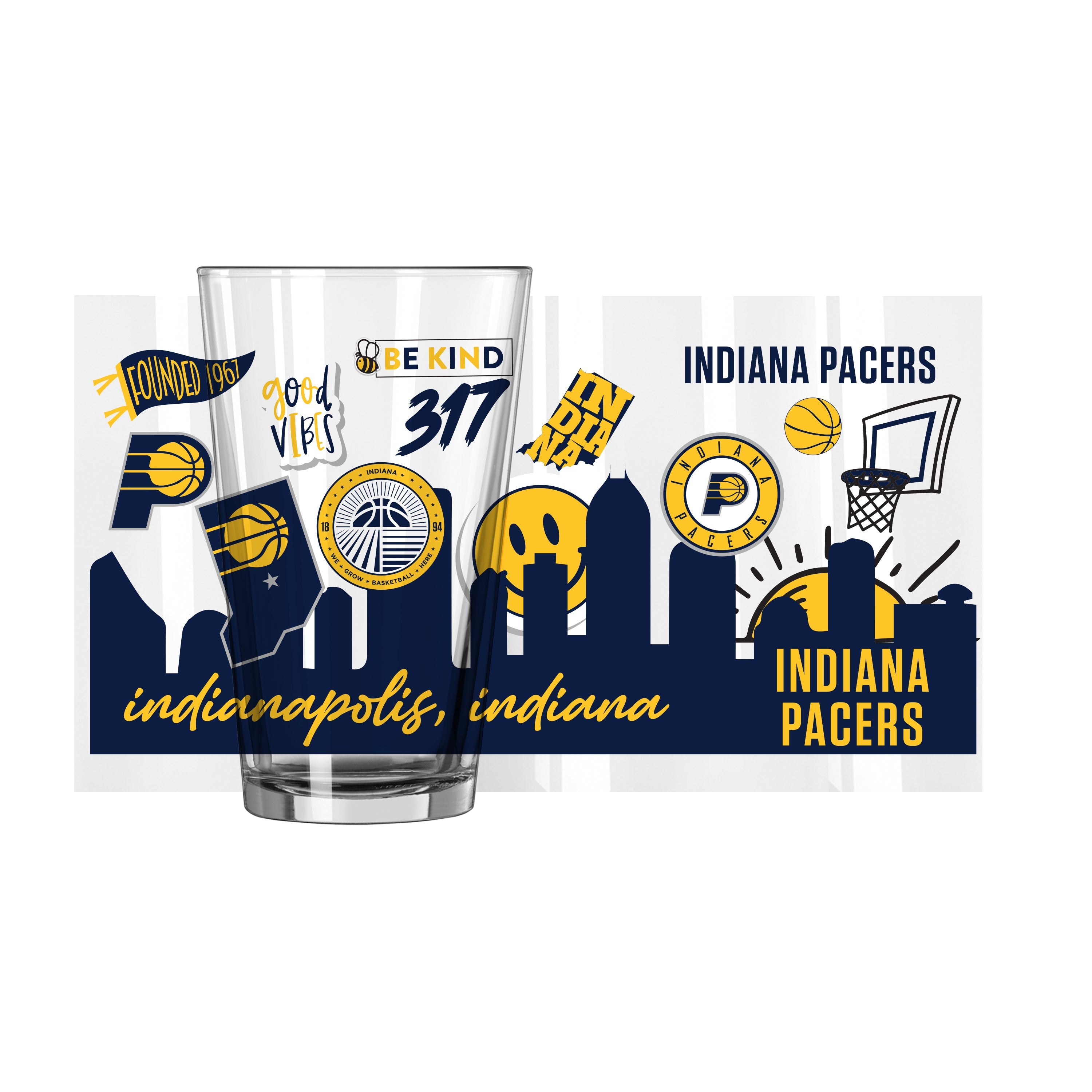 Indiana Pacers 16oz Native Pint Glass - Sports Gifts, Sports Memorabilia, Sports Collectibles, Fan Shop
