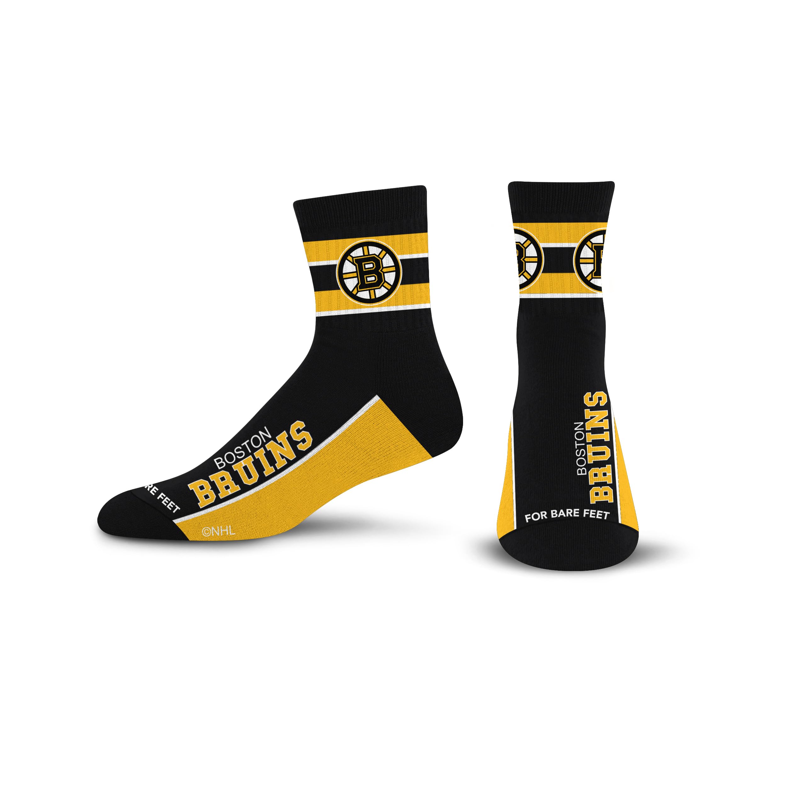 For Bare Feet NHL BOSTON BRUINS Lil' Deuce Quarter Sock Team Color Large - Sports Gifts, Sports Memorabilia, Sports Collectibles, Fan Shop