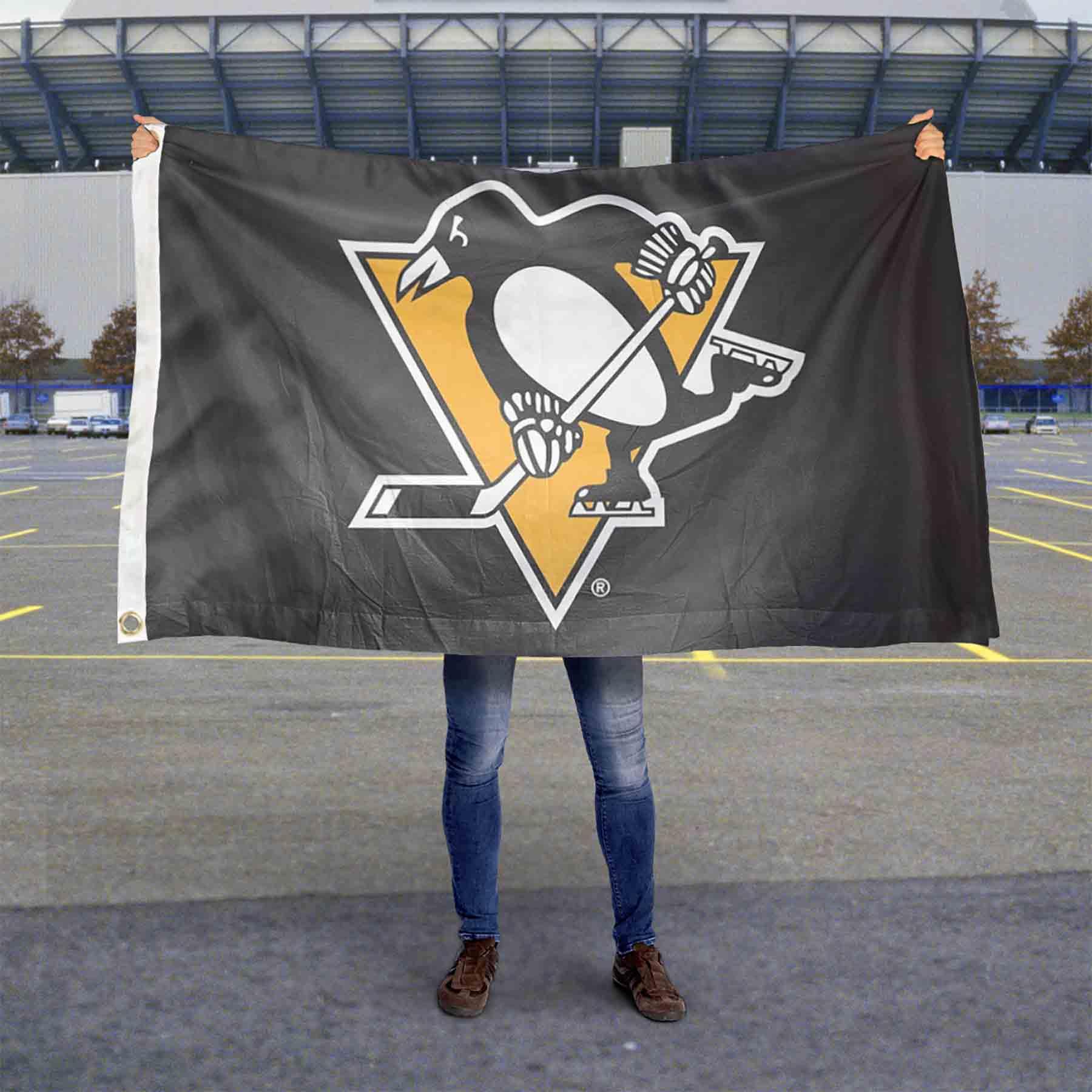 WinCraft Pittsburgh Penguins Flag - Sports Collectibles, Sports Memorabilia, Sports Fan Shop, Sports Gifts