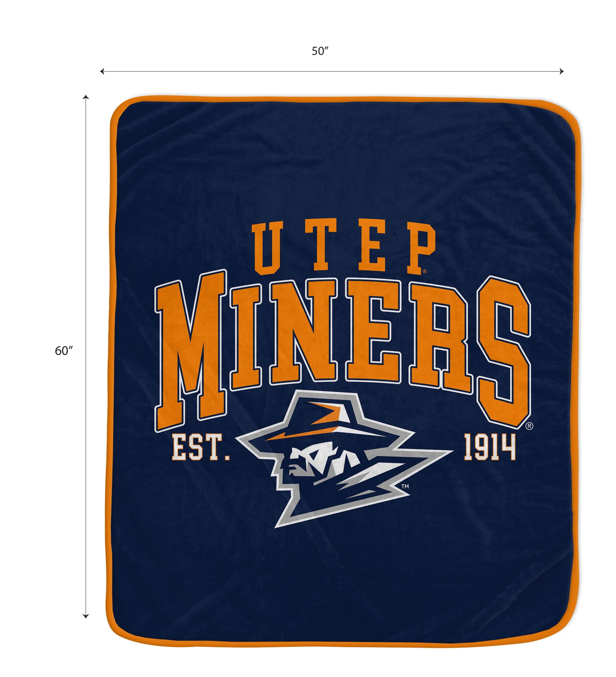 NCAA Texas at El Paso, The University of Vintage Arch Block Ultra Soft Blanket - Sports Gifts, Sports Memorabilia, Sports Collectibles, Fan Shop