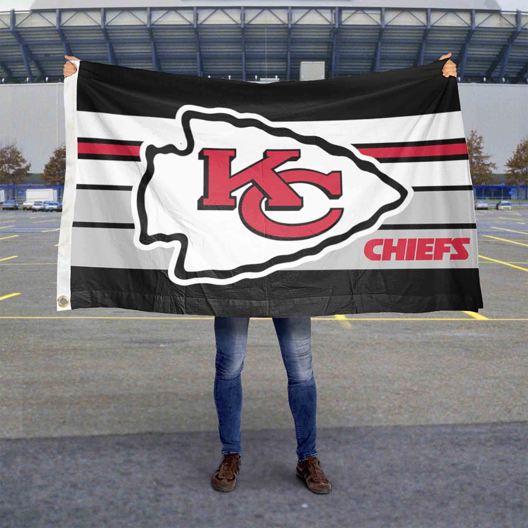 WinCraft Kansas City Chiefs Retro Stripes Large 3x5 Flag - Sports Collectibles, Sports Memorabilia, Sports Fan Shop, Sports Gifts