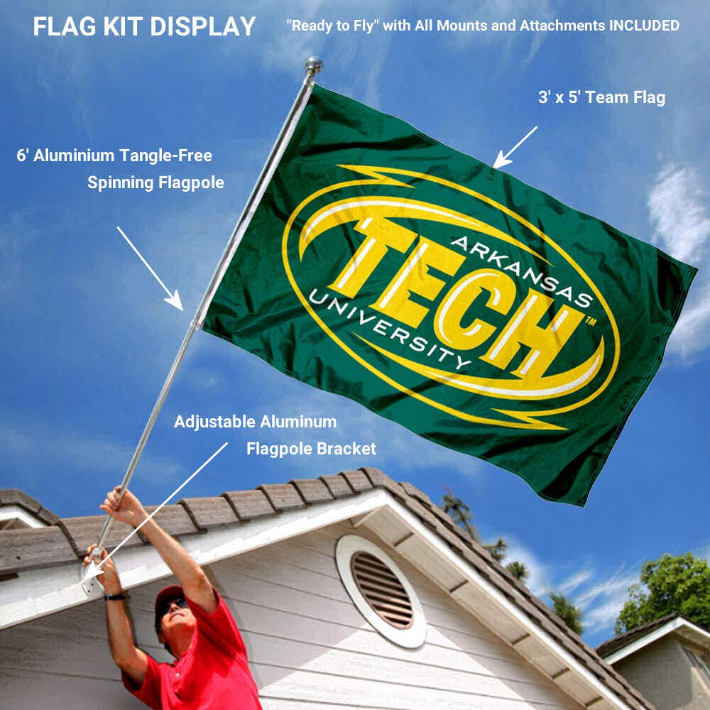 College Flags & Banners Co. Arkansas Tech University Flag and Pole Bracket Mount Bundle - Sports Collectibles, Sports Memorabilia, Sports Fan Shop, Sports Gifts
