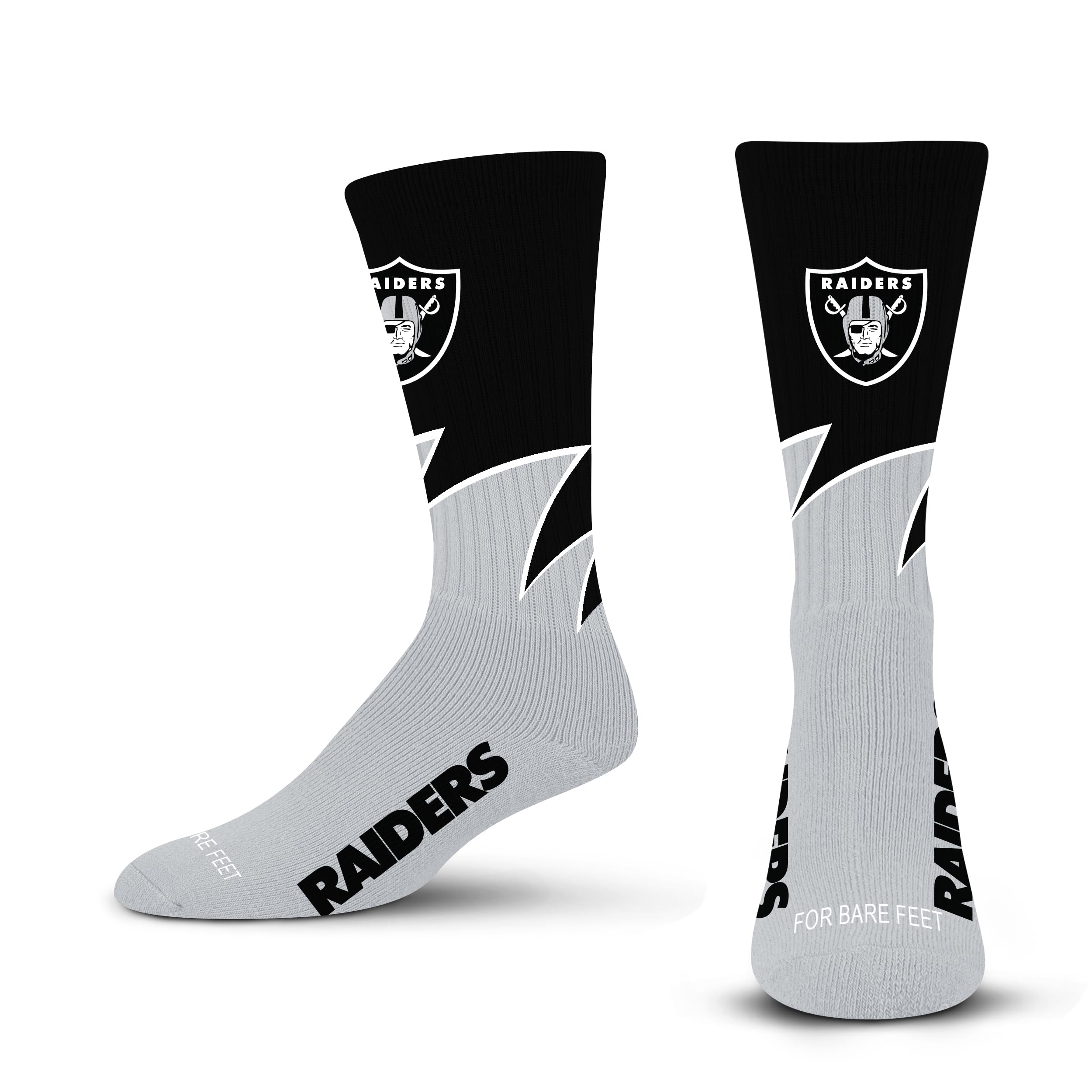 For Bare Feet NFL LAS VEGAS RAIDERS Black Wave Crew Sock Team Color YOUTH - Sports Gifts, Sports Memorabilia, Sports Collectibles, Fan Shop