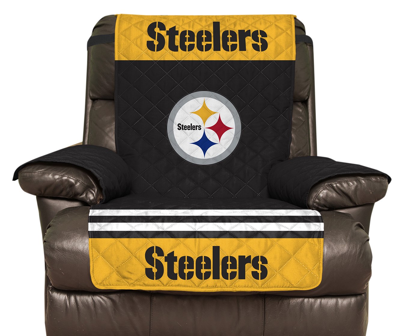 Pegasus Sports NFL Pittsburgh Steelers Furniture Protector with Elastic Straps, Recliner, Black - Sports Gifts, Sports Memorabilia, Sports Collectibles, Fan Shop