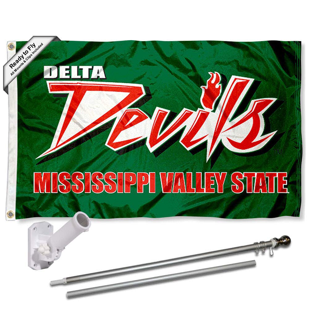 College Flags & Banners Co. Mississippi Valley State University Flag and Pole Bracket Mount Bundle - Sports Collectibles, Sports Memorabilia, Sports Fan Shop, Sports Gifts
