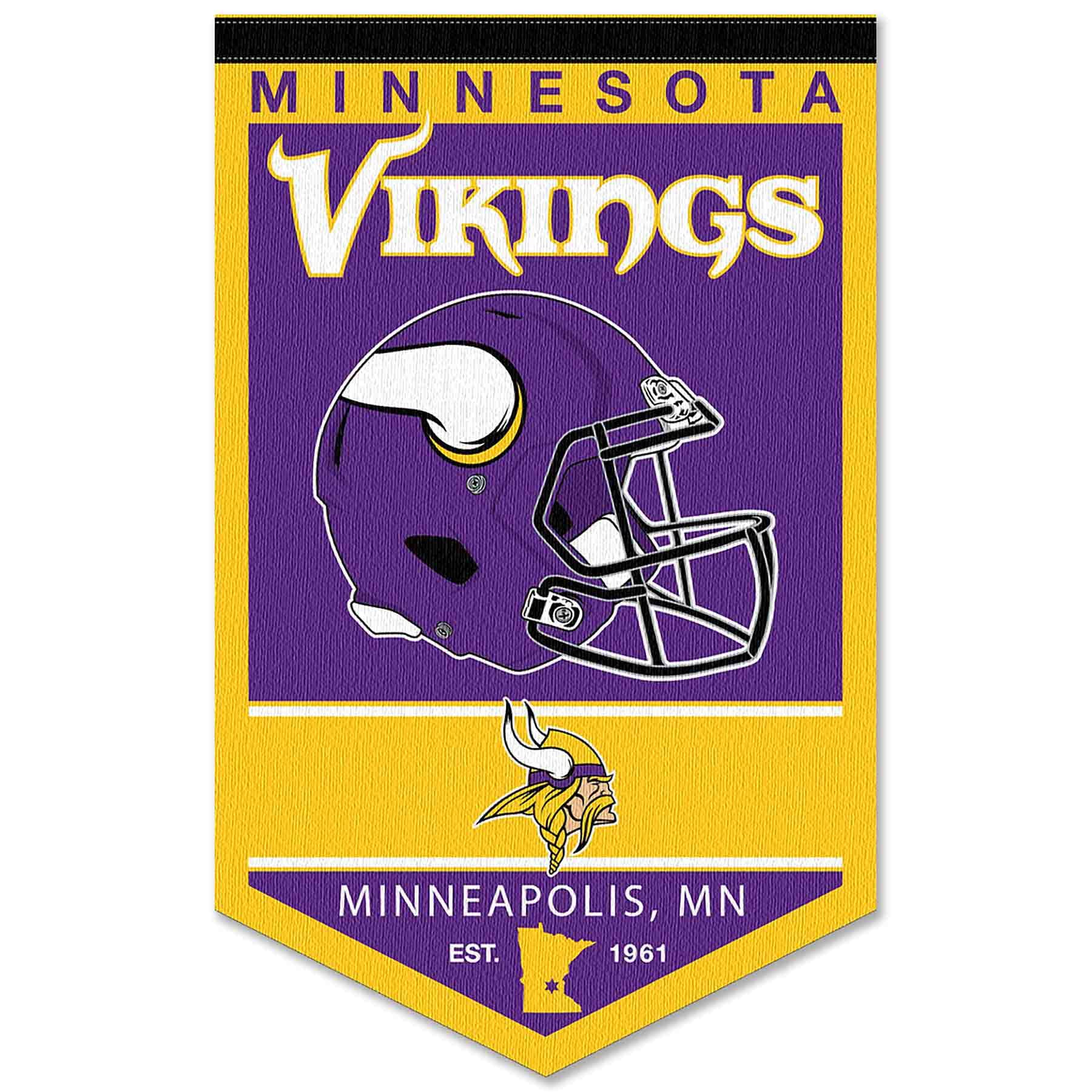 WinCraft Minnesota Vikings Heritage History Banner Pennant - Sports Collectibles, Sports Memorabilia, Sports Fan Shop, Sports Gifts