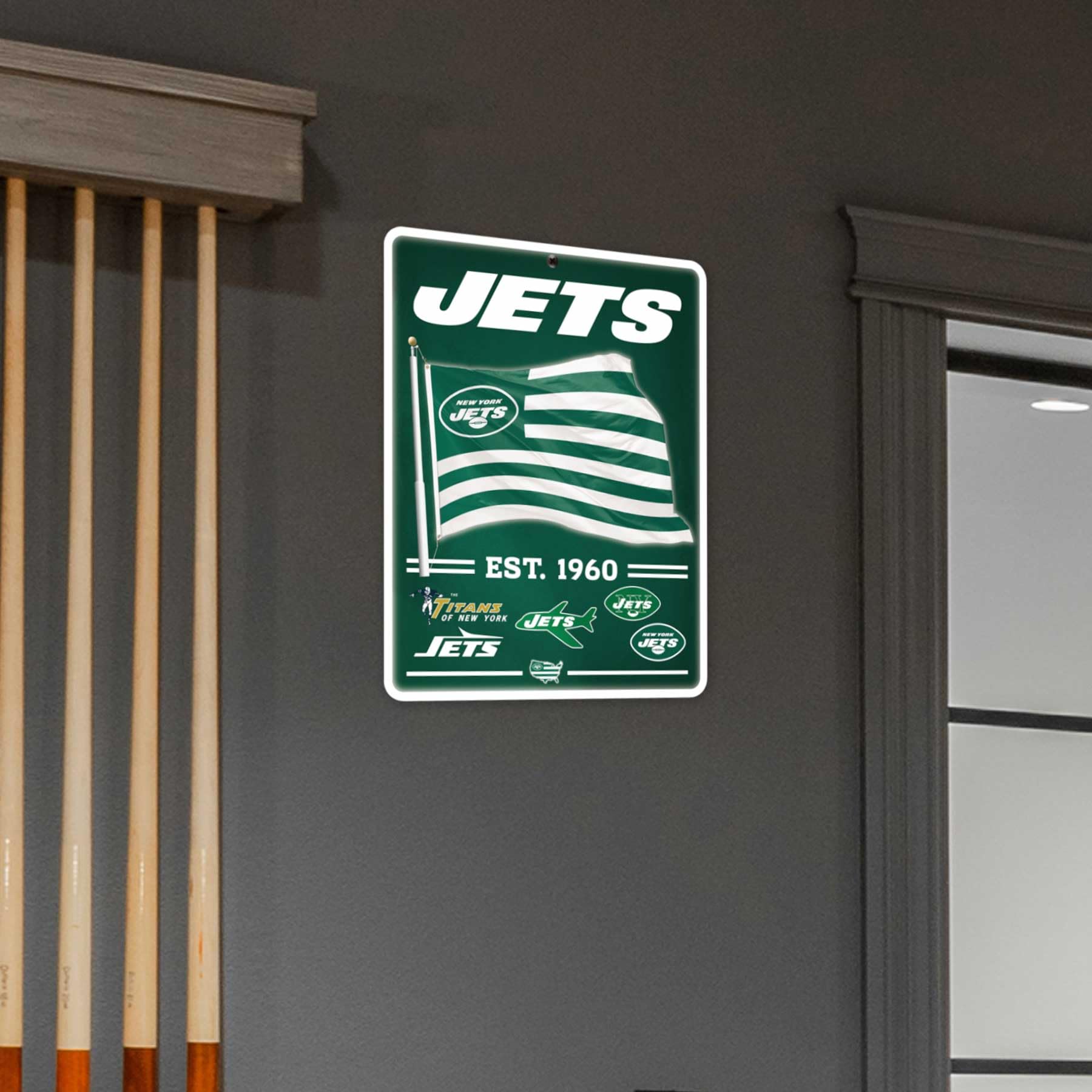 WinCraft New York Jets Americana Banner Flag Sign - Sports Collectibles, Sports Memorabilia, Sports Fan Shop, Sports Gifts