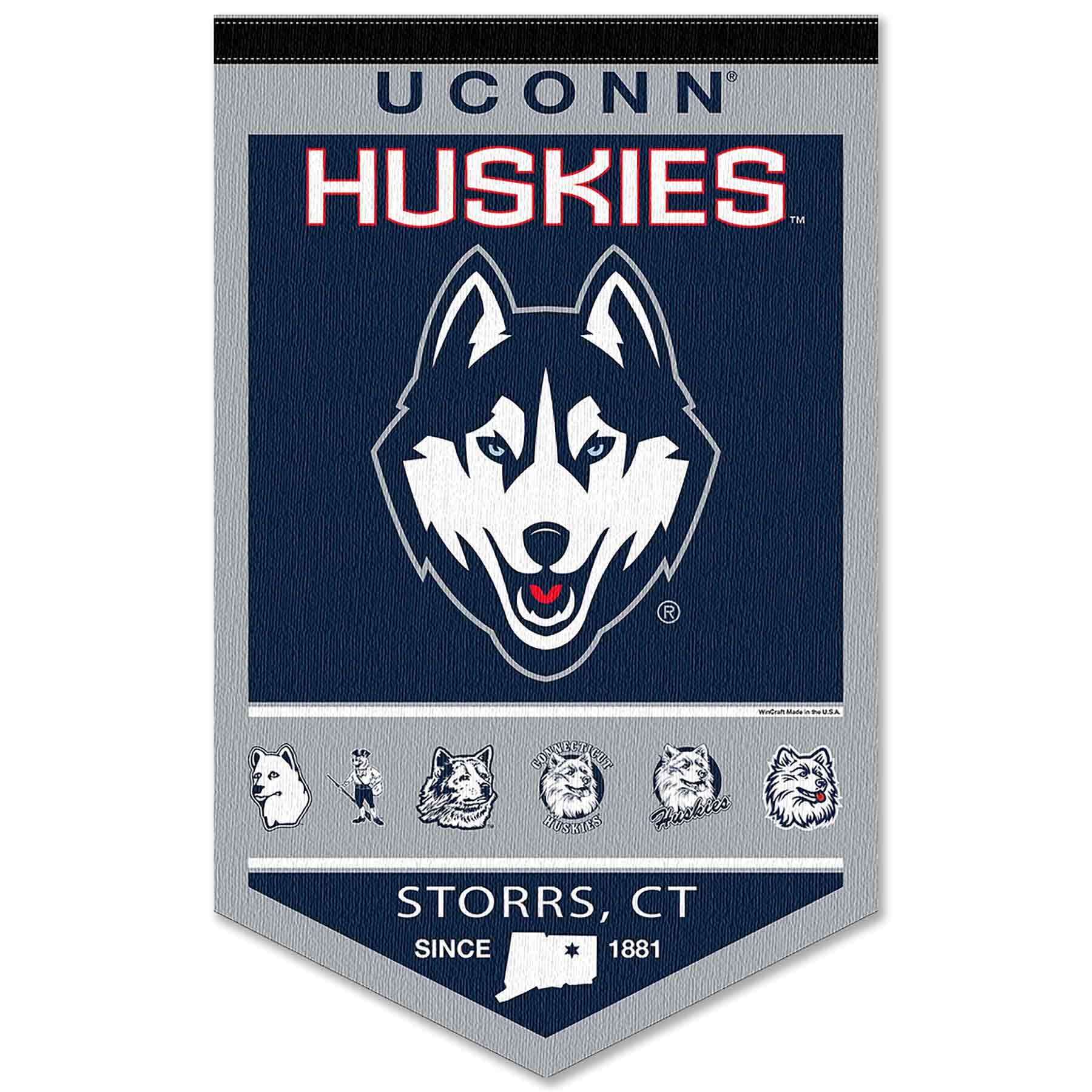 College Flags & Banners Co. Connecticut Huskies Heritage History Banner Pennant - Sports Collectibles, Sports Memorabilia, Sports Fan Shop, Sports Gifts