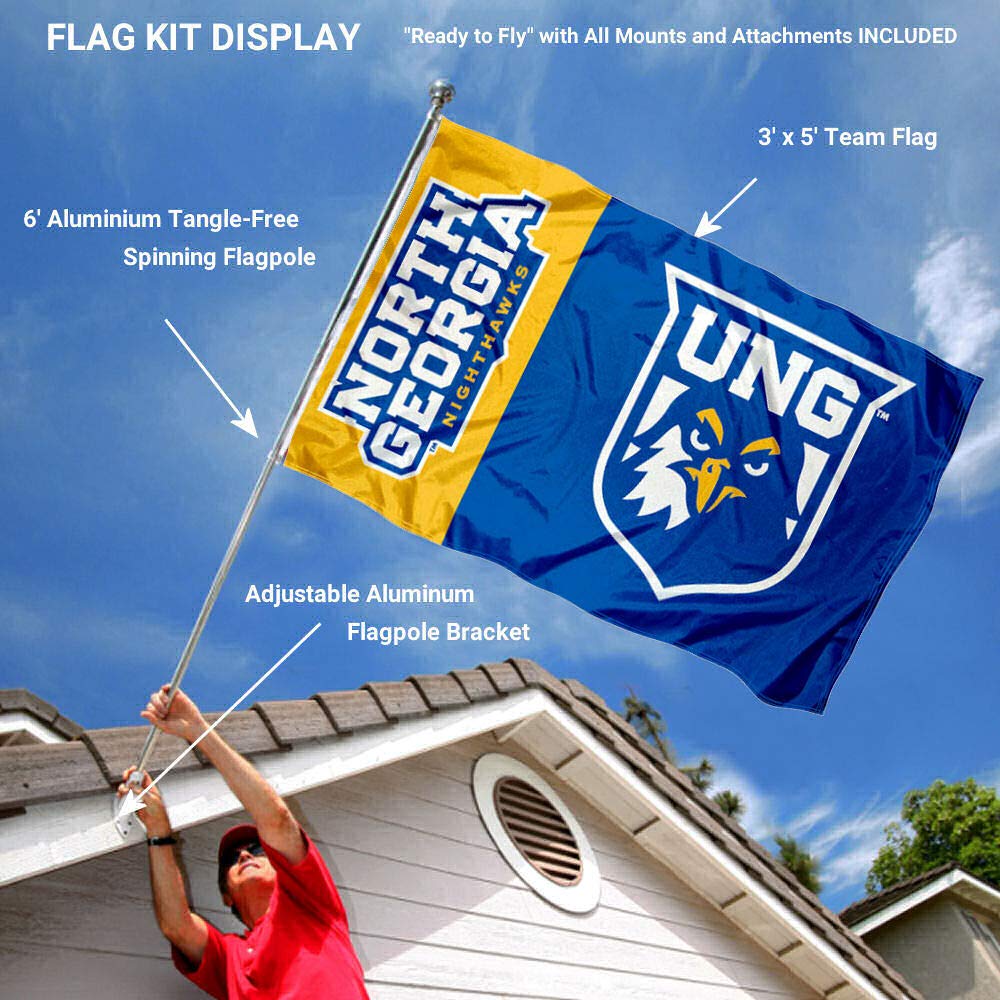 College Flags & Banners Co. University of North Georgia 3x5 Flag and Pole Bracket Mount Bundle - Sports Collectibles, Sports Memorabilia, Sports Fan Shop, Sports Gifts