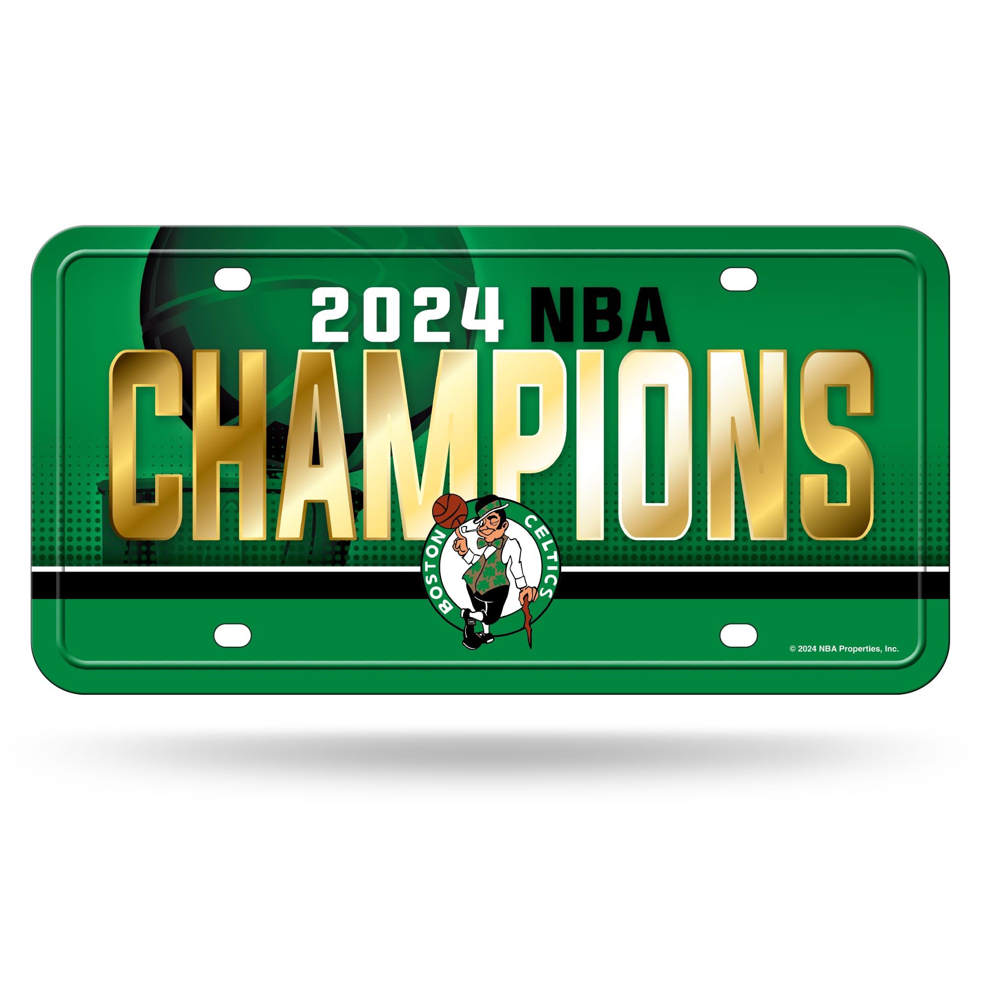 Rico Industries NBA Basketball Boston Celtics 2024 NBA Champions Metal Auto Tag 6" x 12" - Great for Truck/Car/SUV - Sports Collectibles, Sports Memorabilia, Sports Fan Shop, Sports Gifts