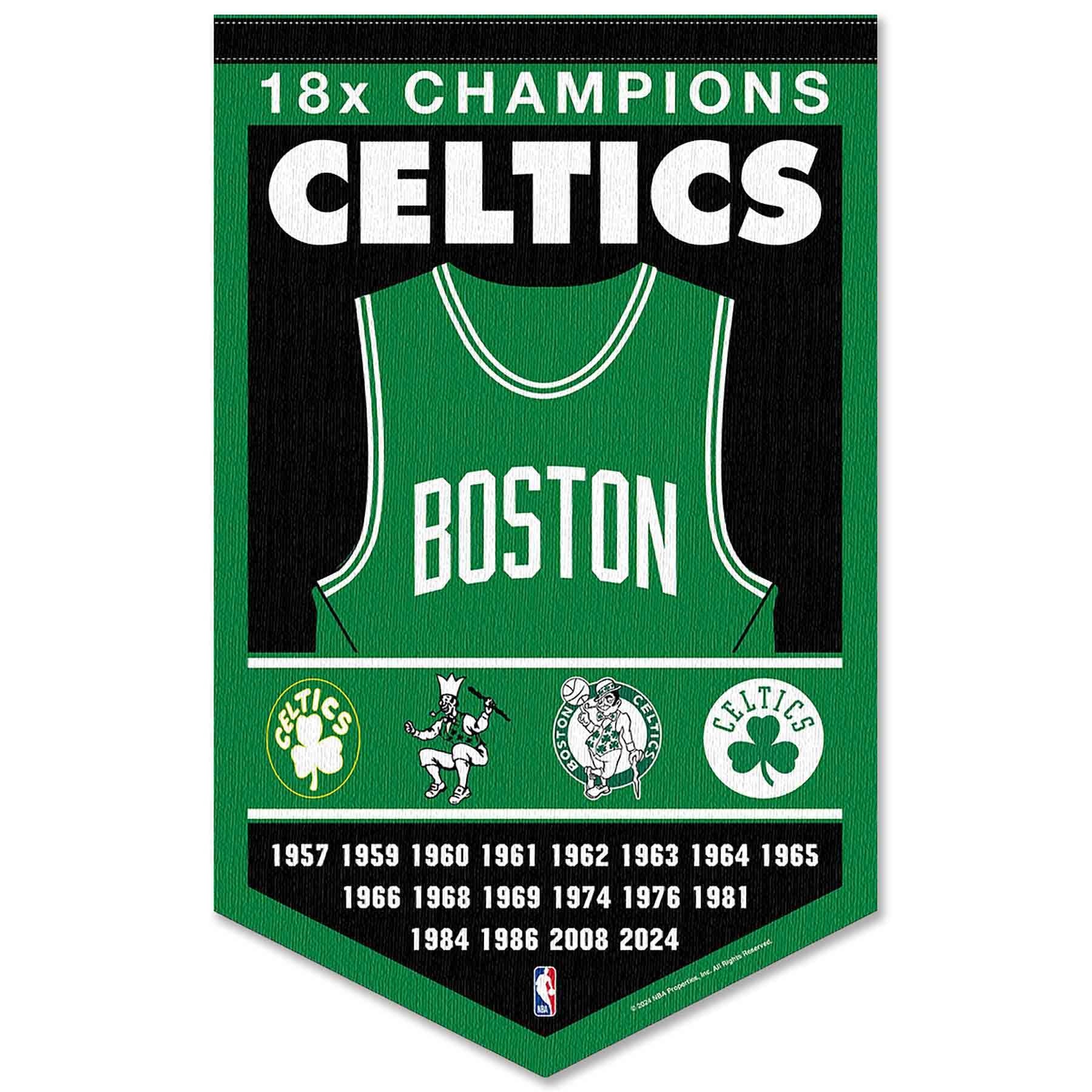 WinCraft Boston Celtics 18 Time 18x Champions Banner Pennant - Sports Collectibles, Sports Memorabilia, Sports Fan Shop, Sports Gifts