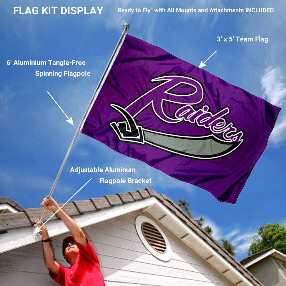College Flags & Banners Co. Mount Union Raiders Flag and Pole Bracket Bundle - Sports Collectibles, Sports Memorabilia, Sports Fan Shop, Sports Gifts