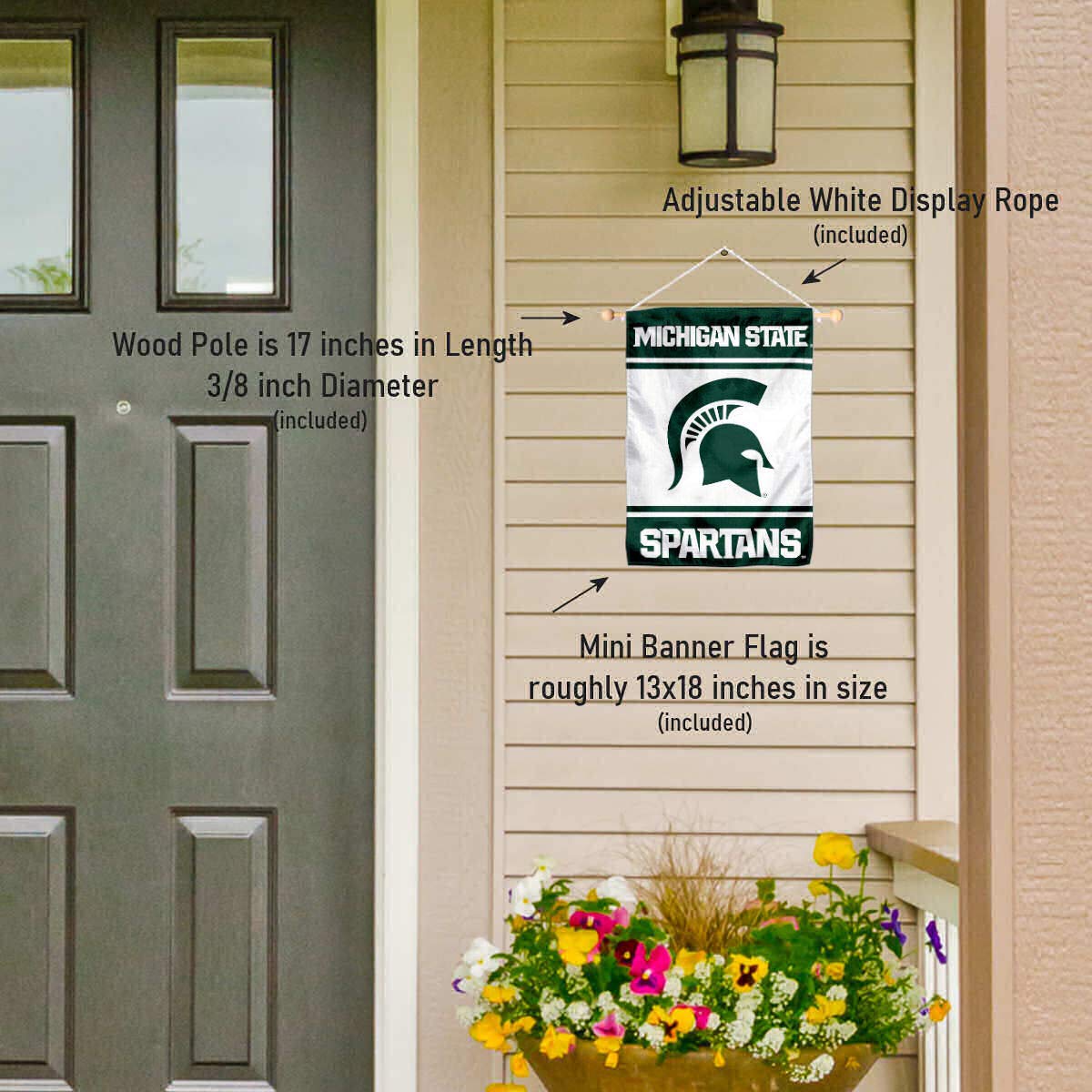 College Flags & Banners Co. Michigan State Spartans Window Wall Banner Hanging Flag with Suction Cup - Sports Collectibles, Sports Memorabilia, Sports Fan Shop, Sports Gifts