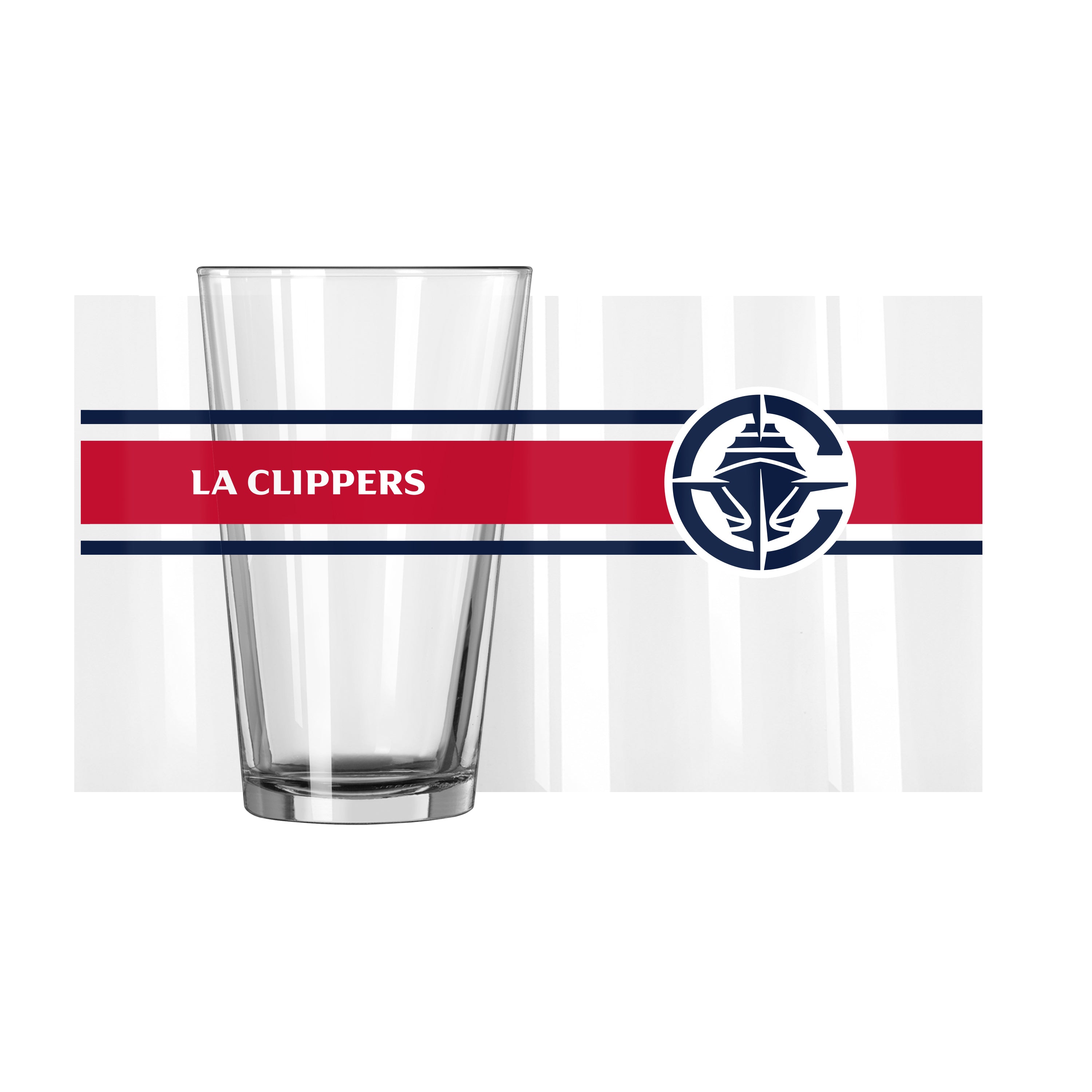 Los Angeles Clippers 16oz Stripe Pint Glass - Sports Gifts, Sports Memorabilia, Sports Collectibles, Fan Shop