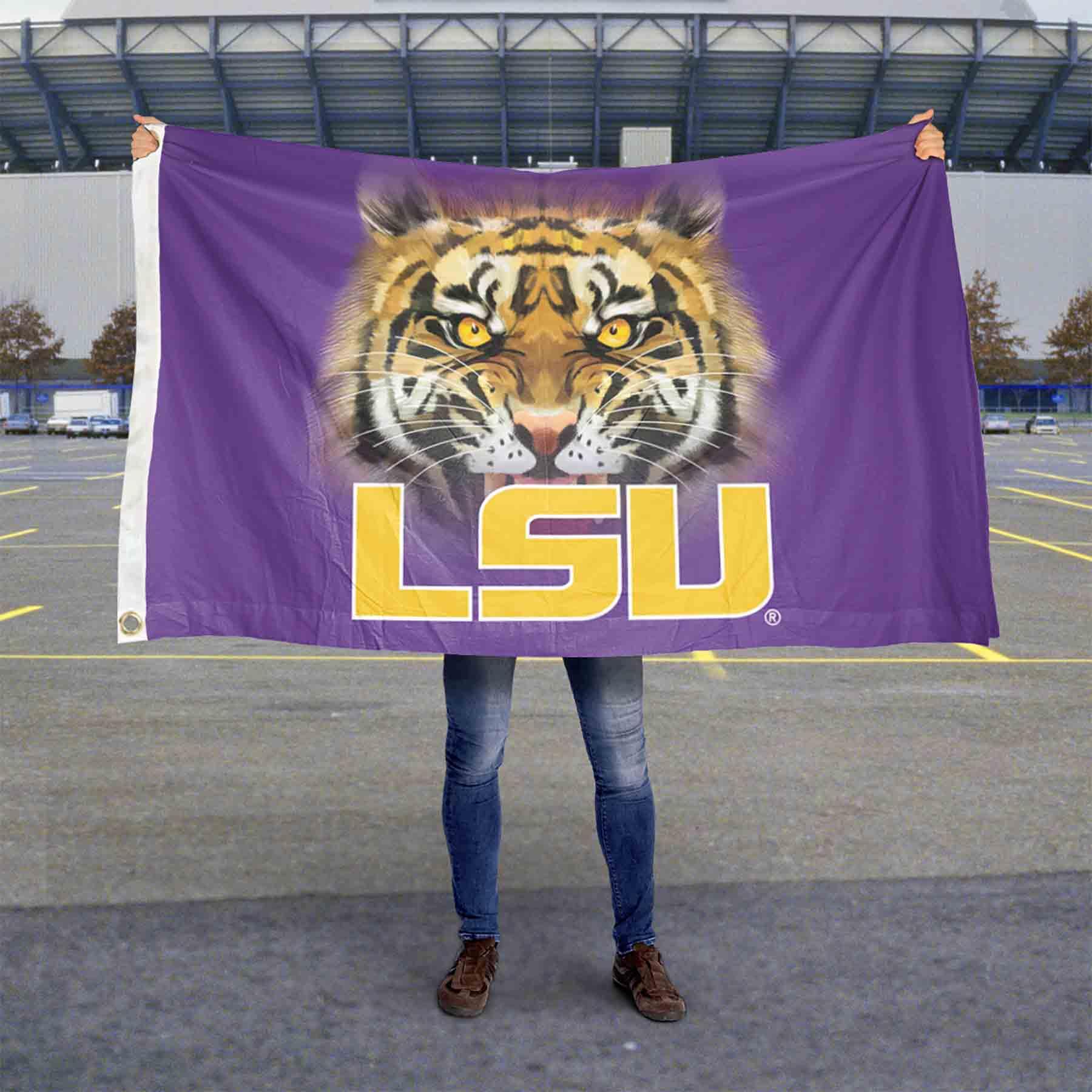 College Flags & Banners Co. Louisiana State LSU Tigers Tiger Eyes Flag - Sports Collectibles, Sports Memorabilia, Sports Fan Shop, Sports Gifts