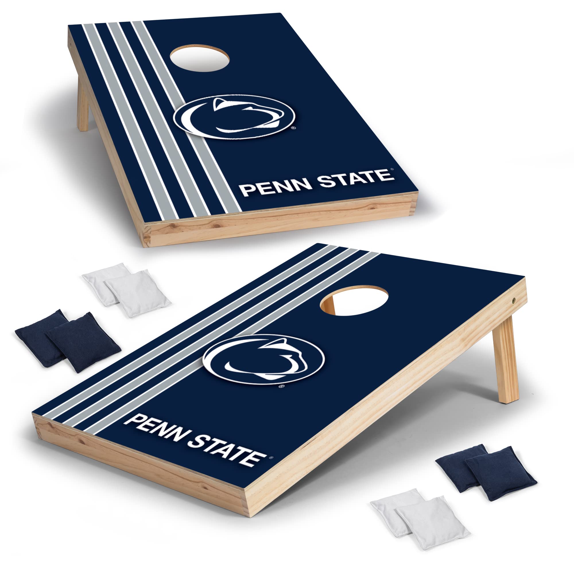 Wild Sports 2' x 3' Solid Wood Cornhole Set with Direct Print HD Team Graphics – Great Gift for Any NCAA Fan! Bean Bag Toss Family Outdoor Games – Penn State Nittany Lions - Sports Collectibles, Sports Memorabilia, Sports Fan Shop, Sports Gifts