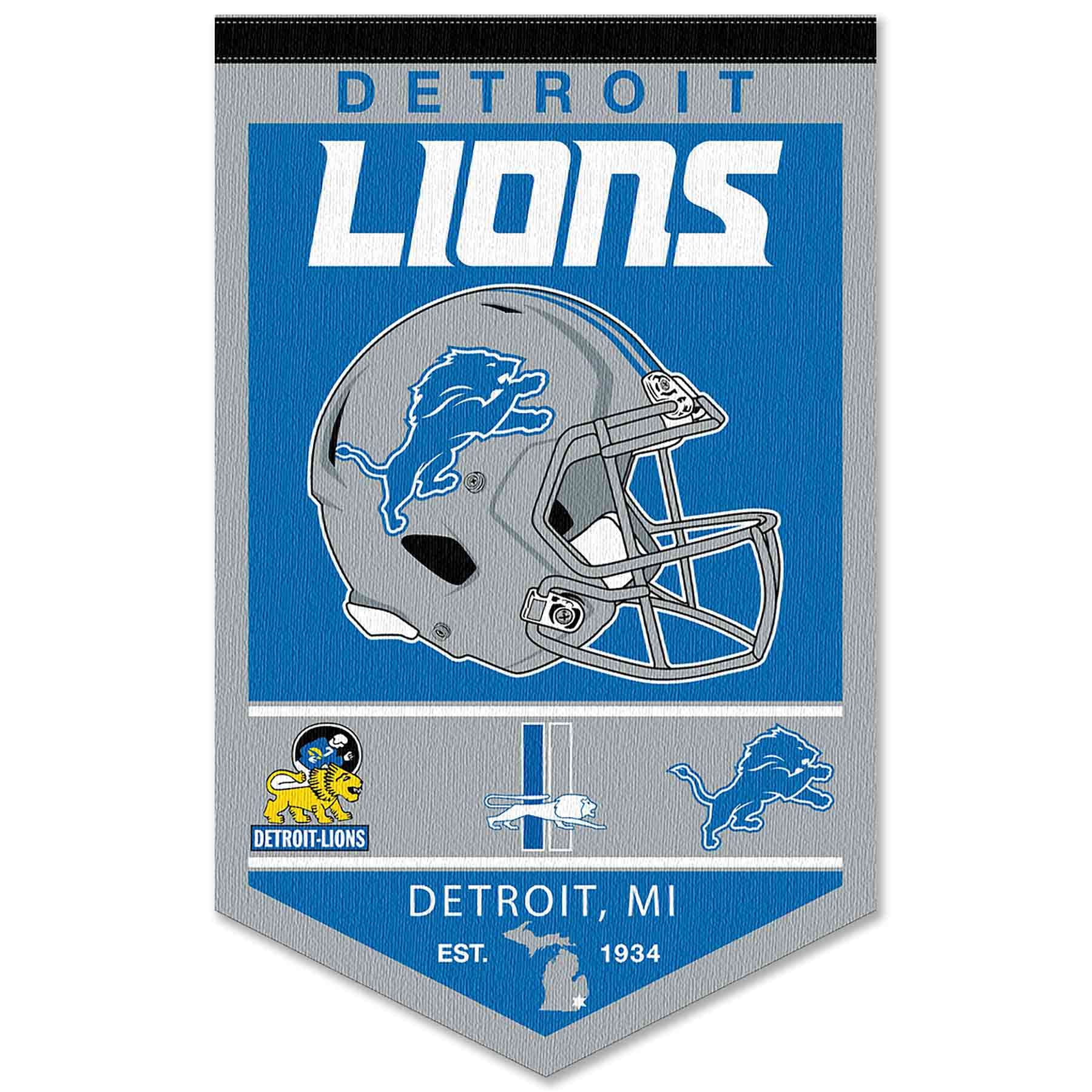 WinCraft Detroit Lions Heritage History Banner Pennant - Sports Collectibles, Sports Memorabilia, Sports Fan Shop, Sports Gifts