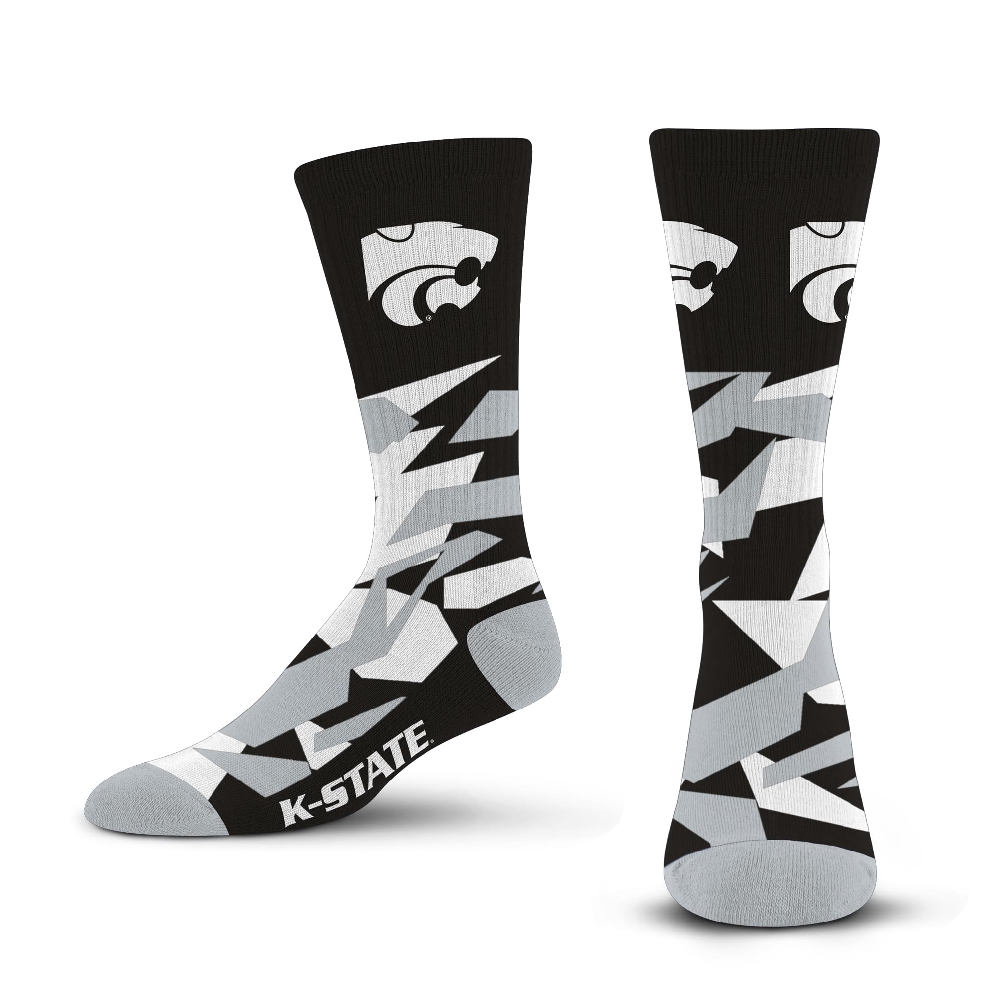 For Bare Feet NCAA KANSAS STATE WILDCATS Shattered Camo Crew Sock Team Color Large - Sports Gifts, Sports Memorabilia, Sports Collectibles, Fan Shop