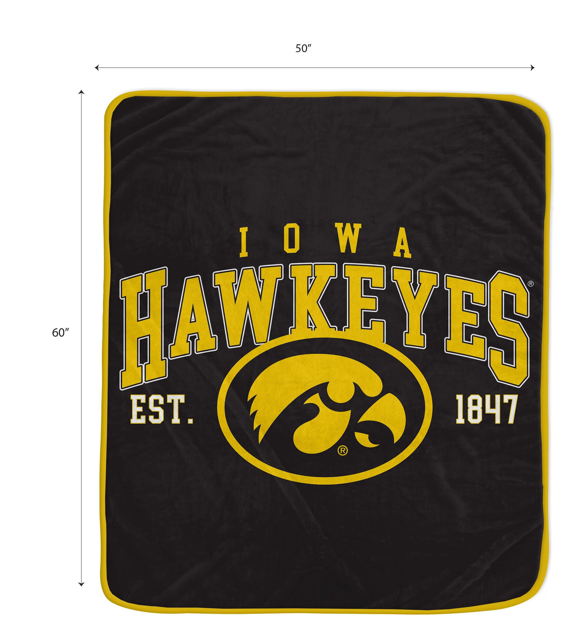 NCAA Iowa Hawkeyes Vintage Arch Block Ultra Soft Blanket - Sports Gifts, Sports Memorabilia, Sports Collectibles, Fan Shop