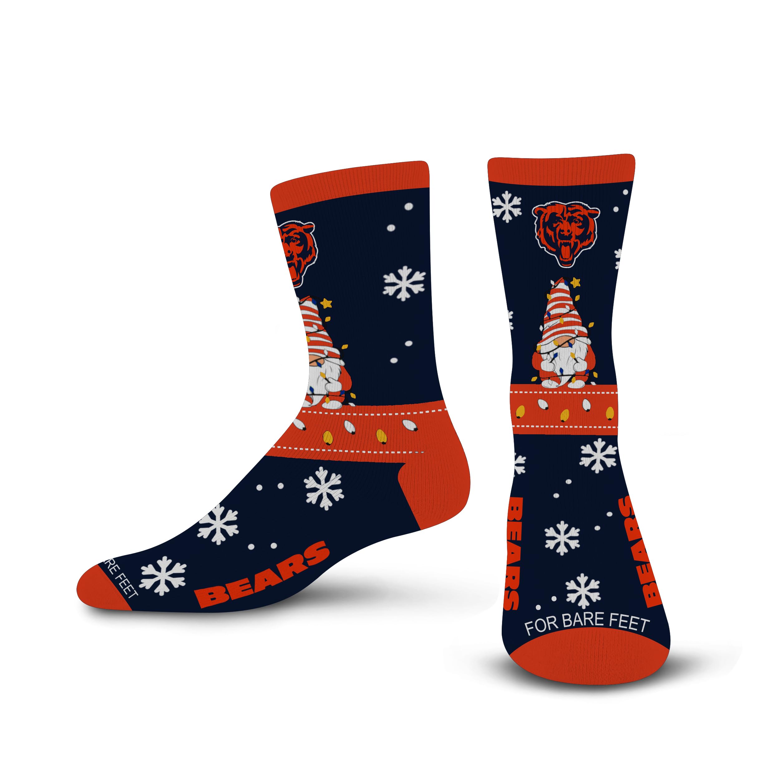 For Bare Feet NFL CHICAGO BEARS Holiday Sweater Gnome Team Colors Large - Sports Gifts, Sports Memorabilia, Sports Collectibles, Fan Shop