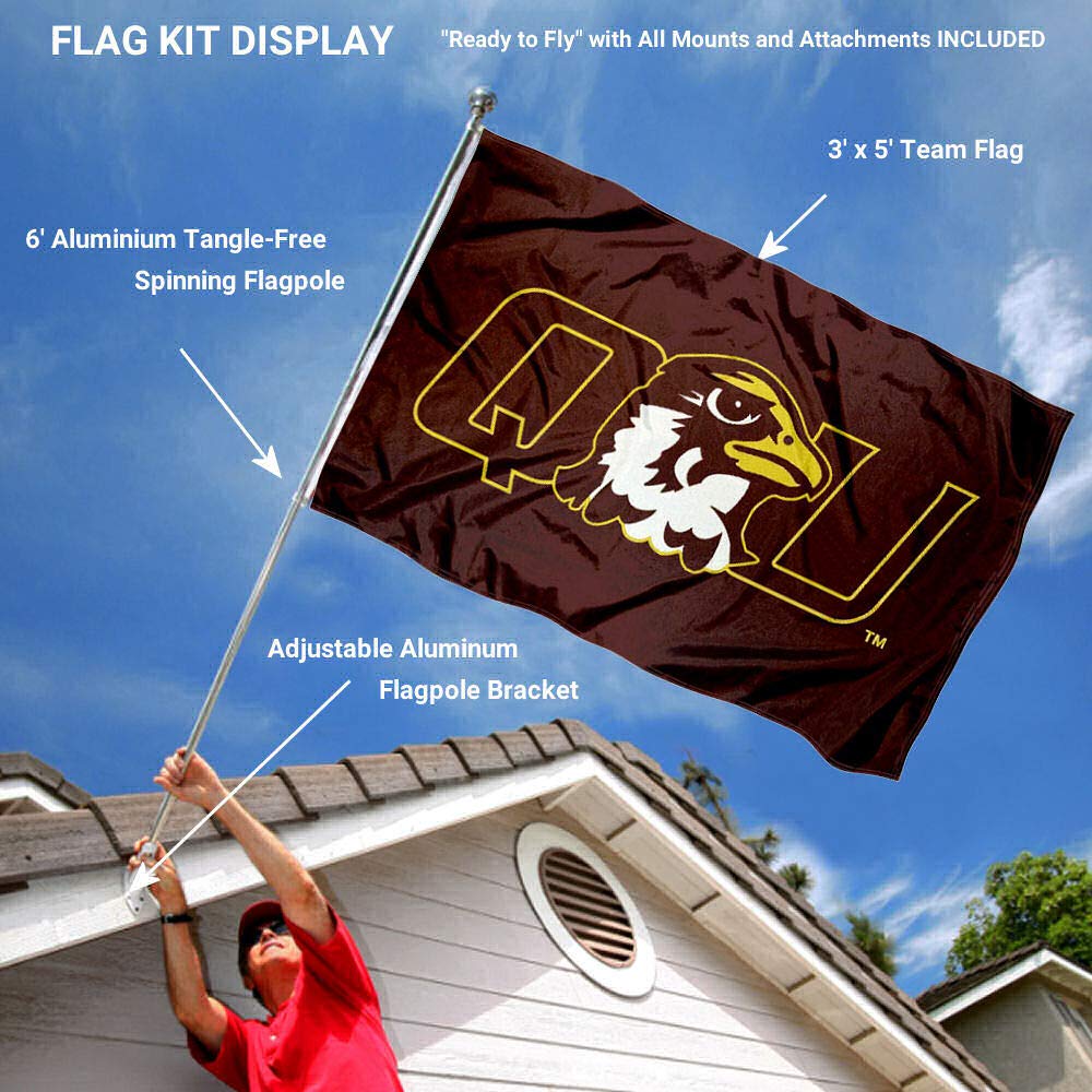 College Flags & Banners Co. Quincy Hawks Flag and Pole Bracket Mount Bundle - Sports Collectibles, Sports Memorabilia, Sports Fan Shop, Sports Gifts