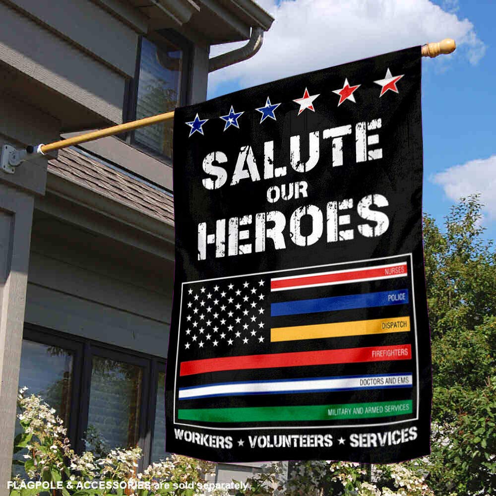 Sports Flags Pennants Company Salute Workers Services Thin Line Banner Flag and Front Line Workers Banners - Sports Collectibles, Sports Memorabilia, Sports Fan Shop, Sports Gifts